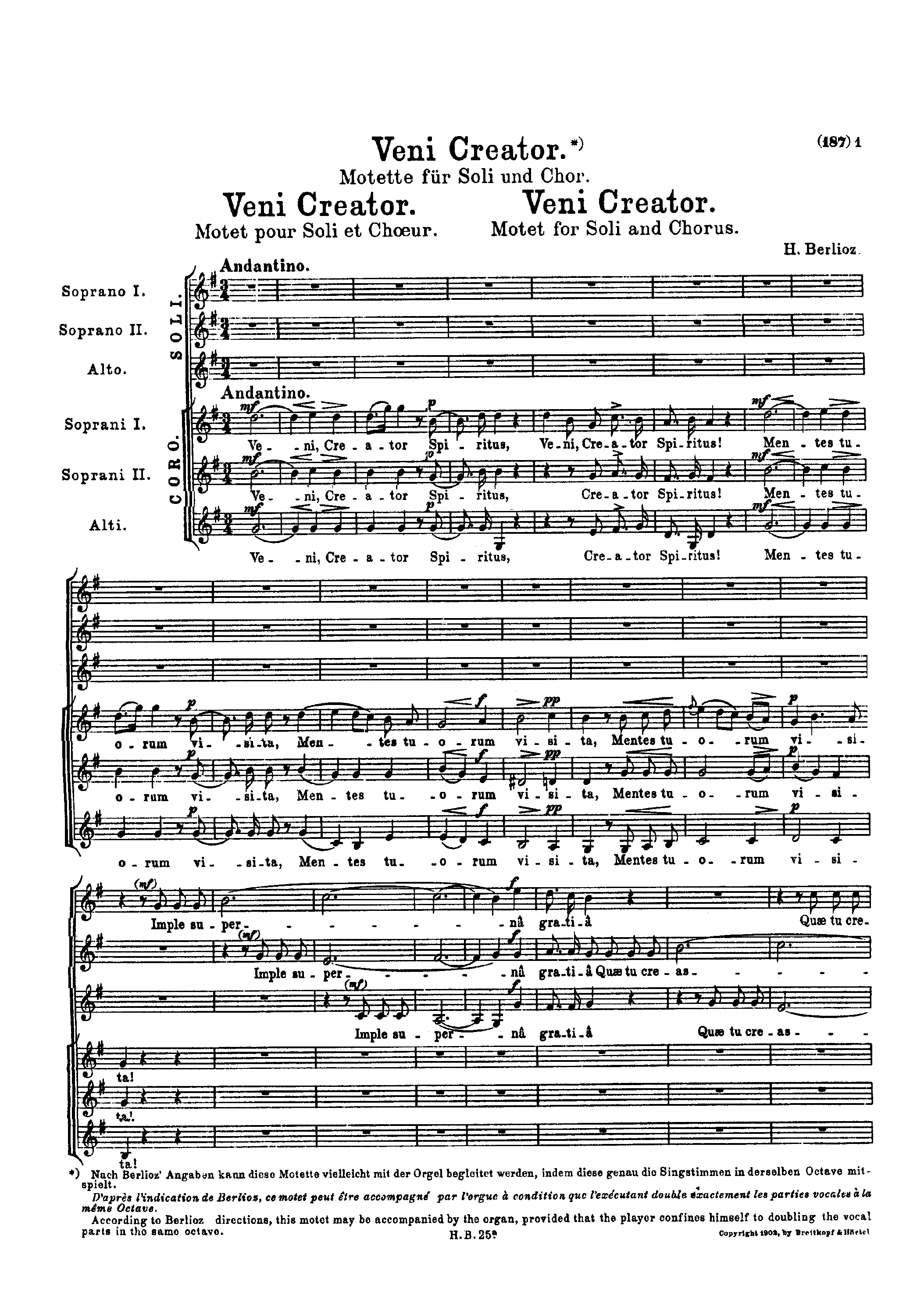 Berlioz, Hector - Veni creator, H 141 Sheet music for Choir 