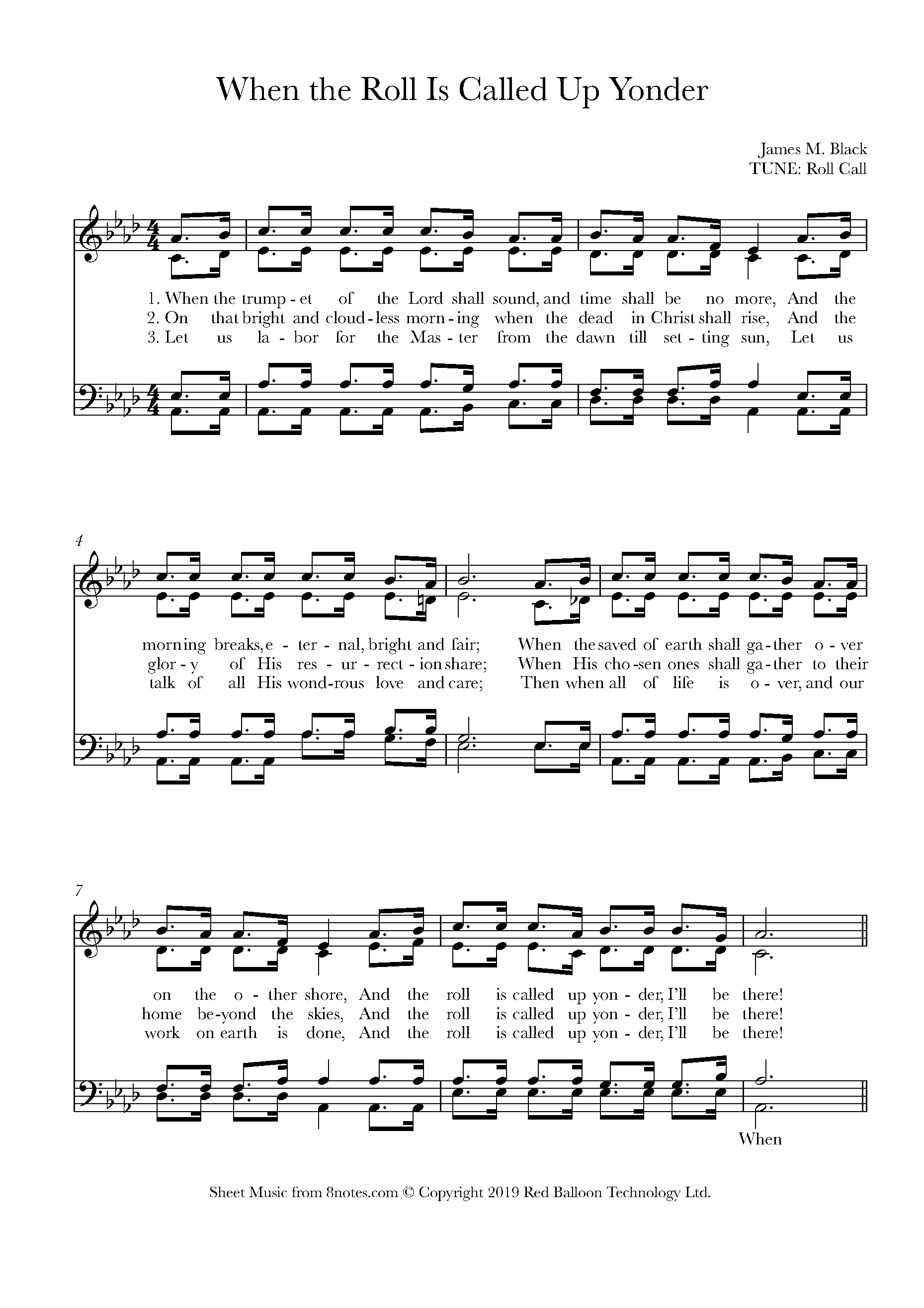 Black James M When The Roll Is Called Up Yonder Sheet Music For black-james-m-when-the-roll-is-called-up-yonder-sheet-music-for
