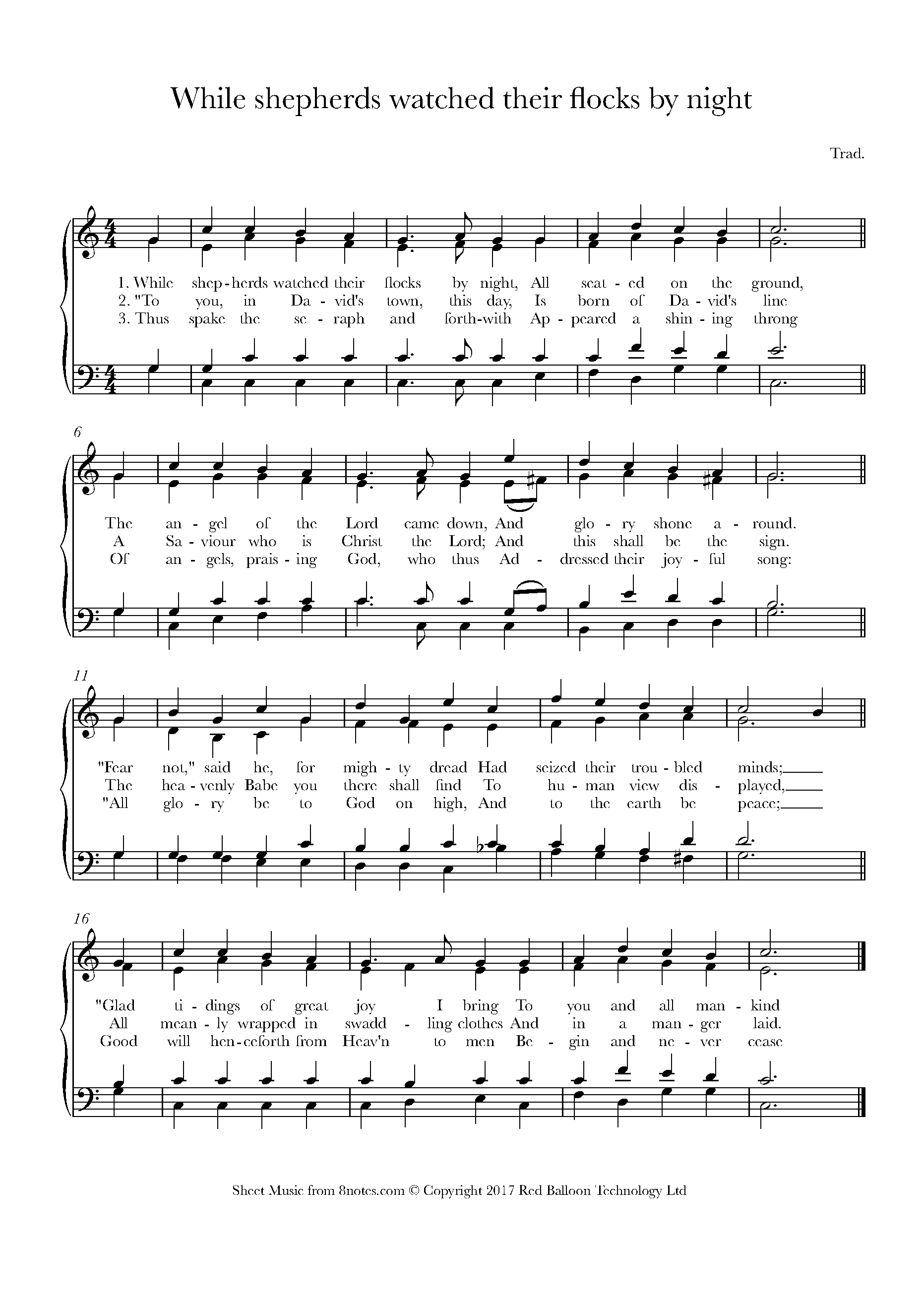 While Shepherds Watched Their Flocks by Night Sheet music for Choir