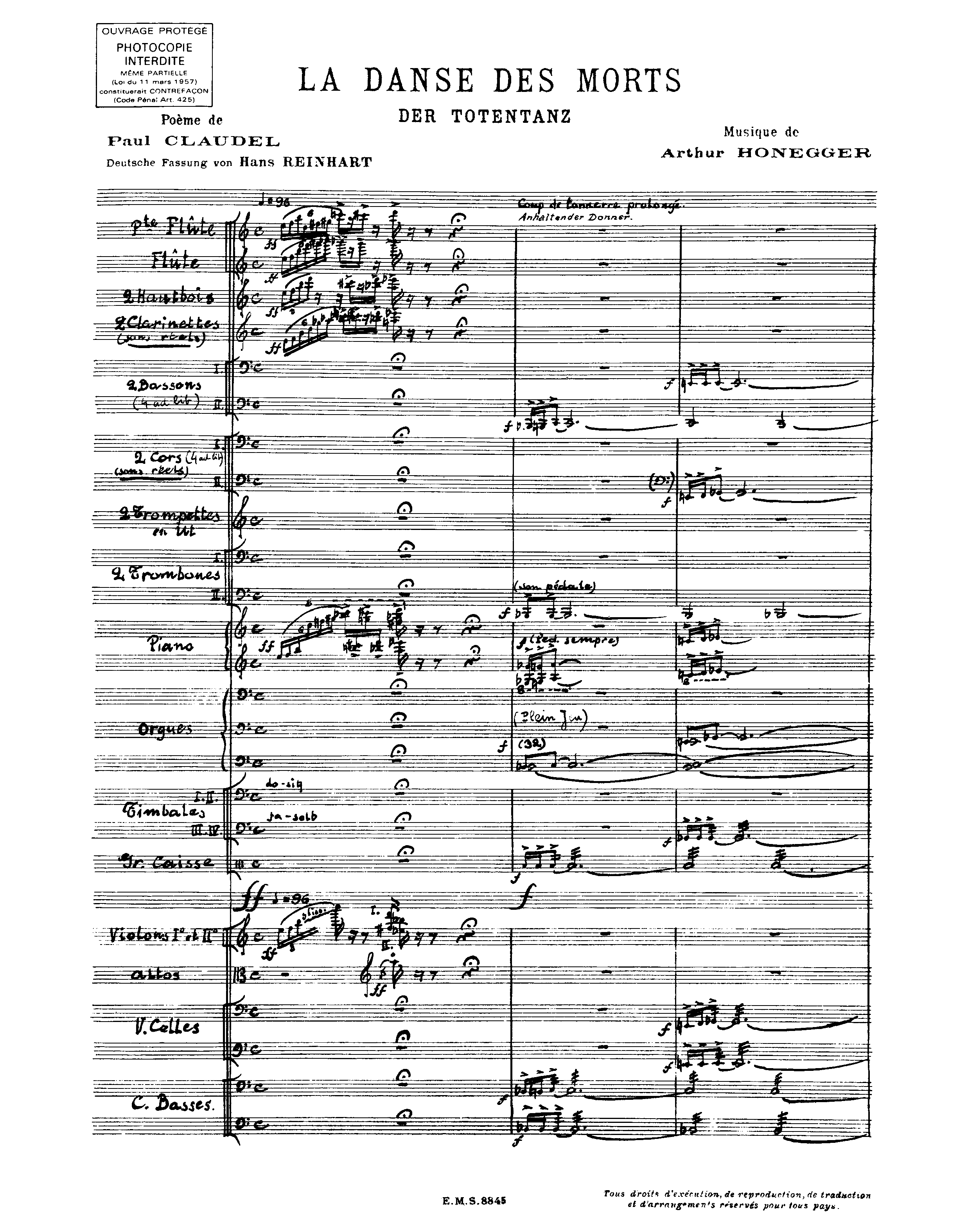 La danse des morts, H.131 by Arthur Honegger Sheet Music arranged by 8notes.com for Choir and Orchestra - 1 of 106 pages