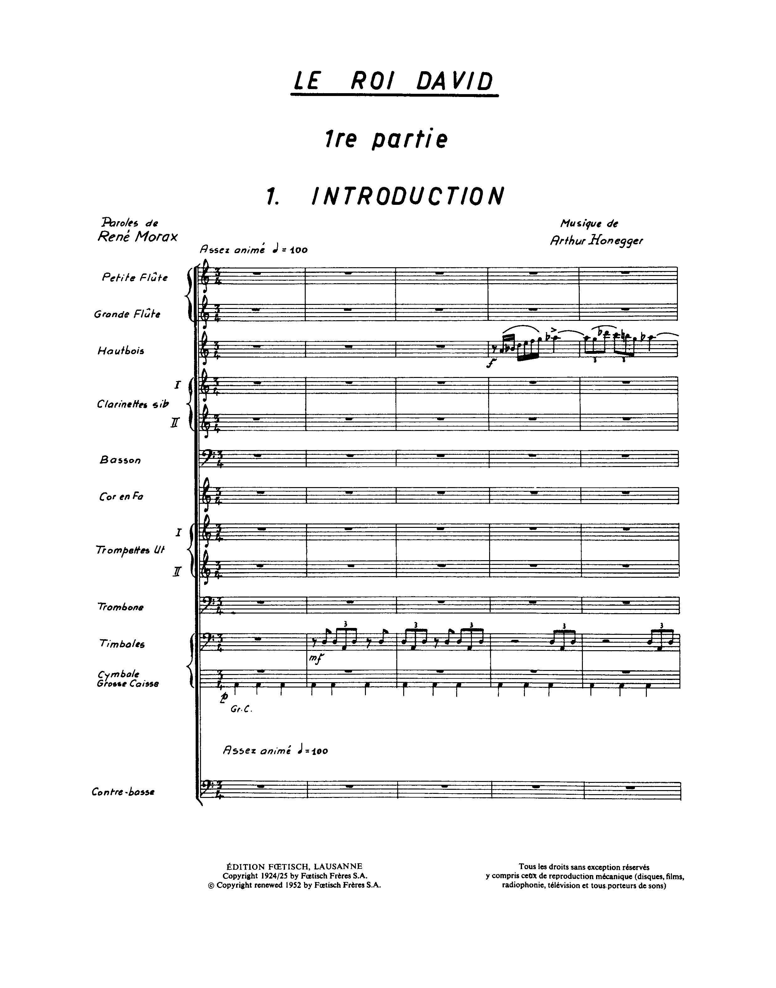 Le roi David, H.37 by Arthur Honegger Sheet Music arranged by 8notes.com for Choir and Orchestra - 1 of 187 pages