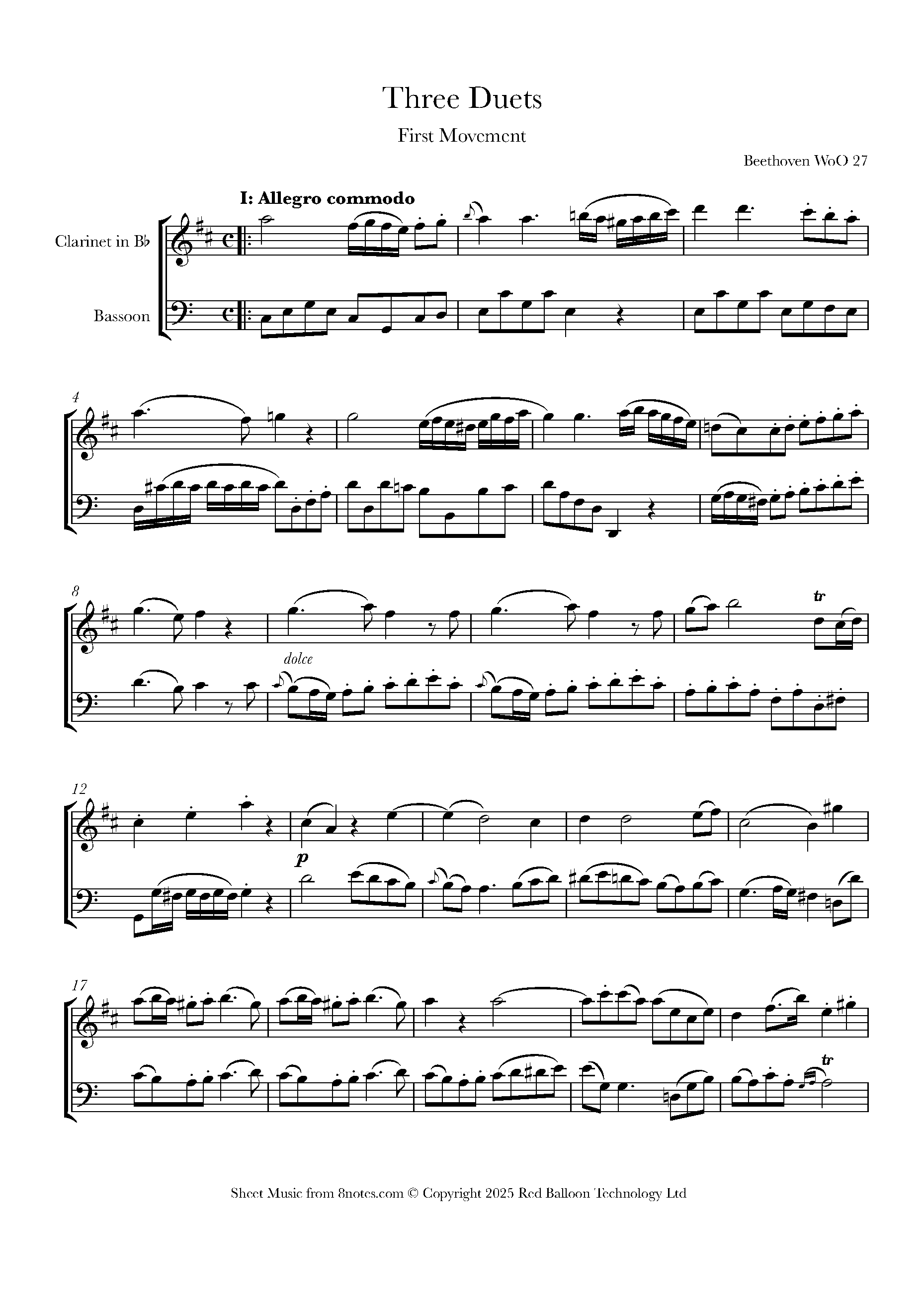 BEETHOVEN TRIO OPUS 38　TROIS DUOS WOO 27 BEETHOVEN TRIO OPUS 38 TROIS DUOS WOO 27 Three Duos for