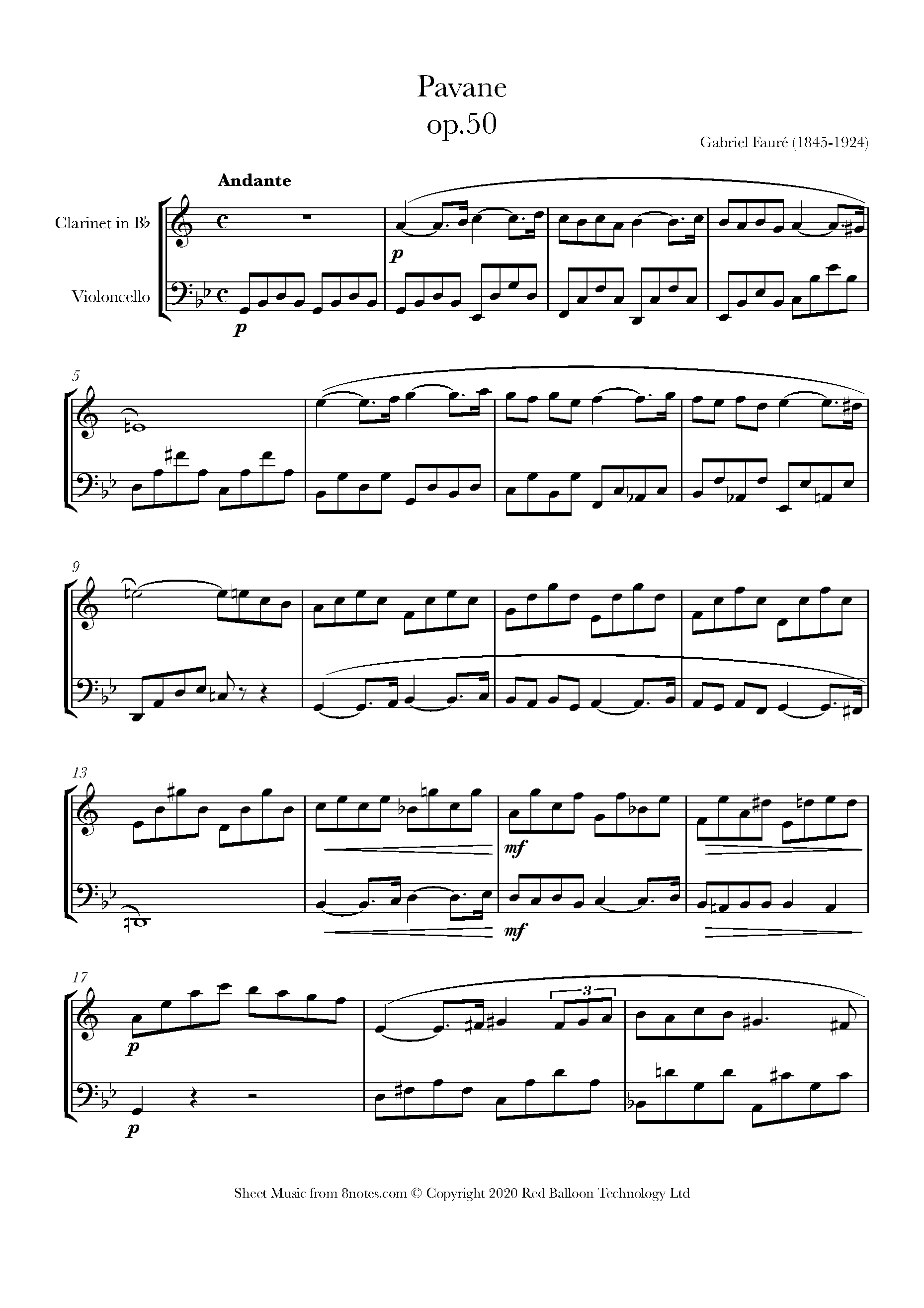 ﻿Fauré Pavane Sheet music for Duet