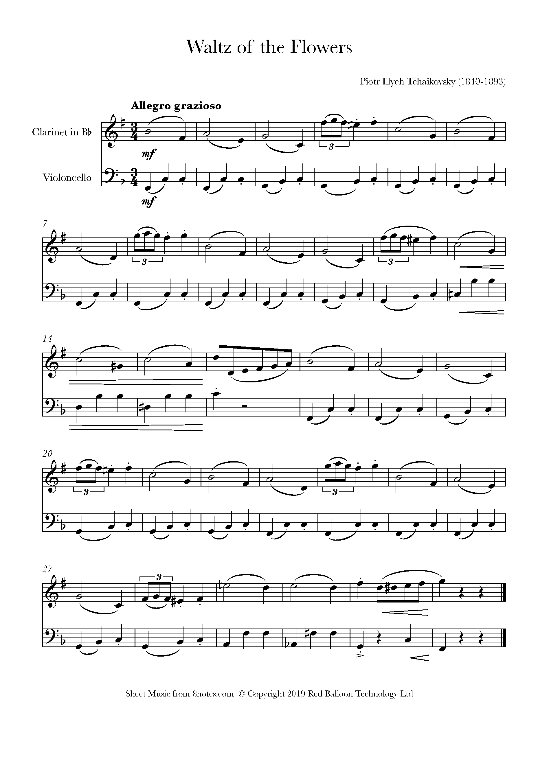 Tchaikovsky Dance of the Flowers from the Nutcracker Sheet music for