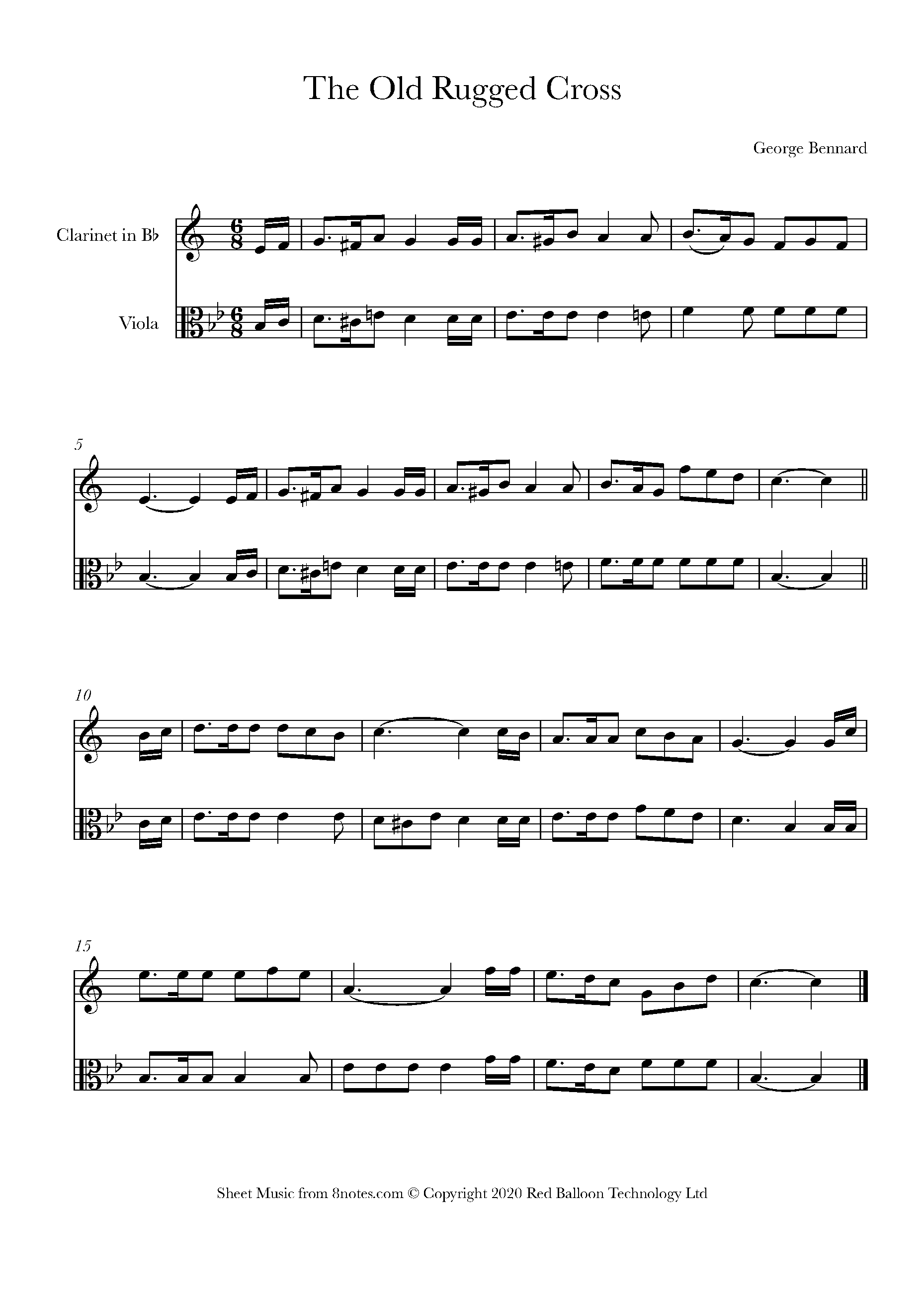 Bennard The Old Rugged Cross Sheet music for Duet