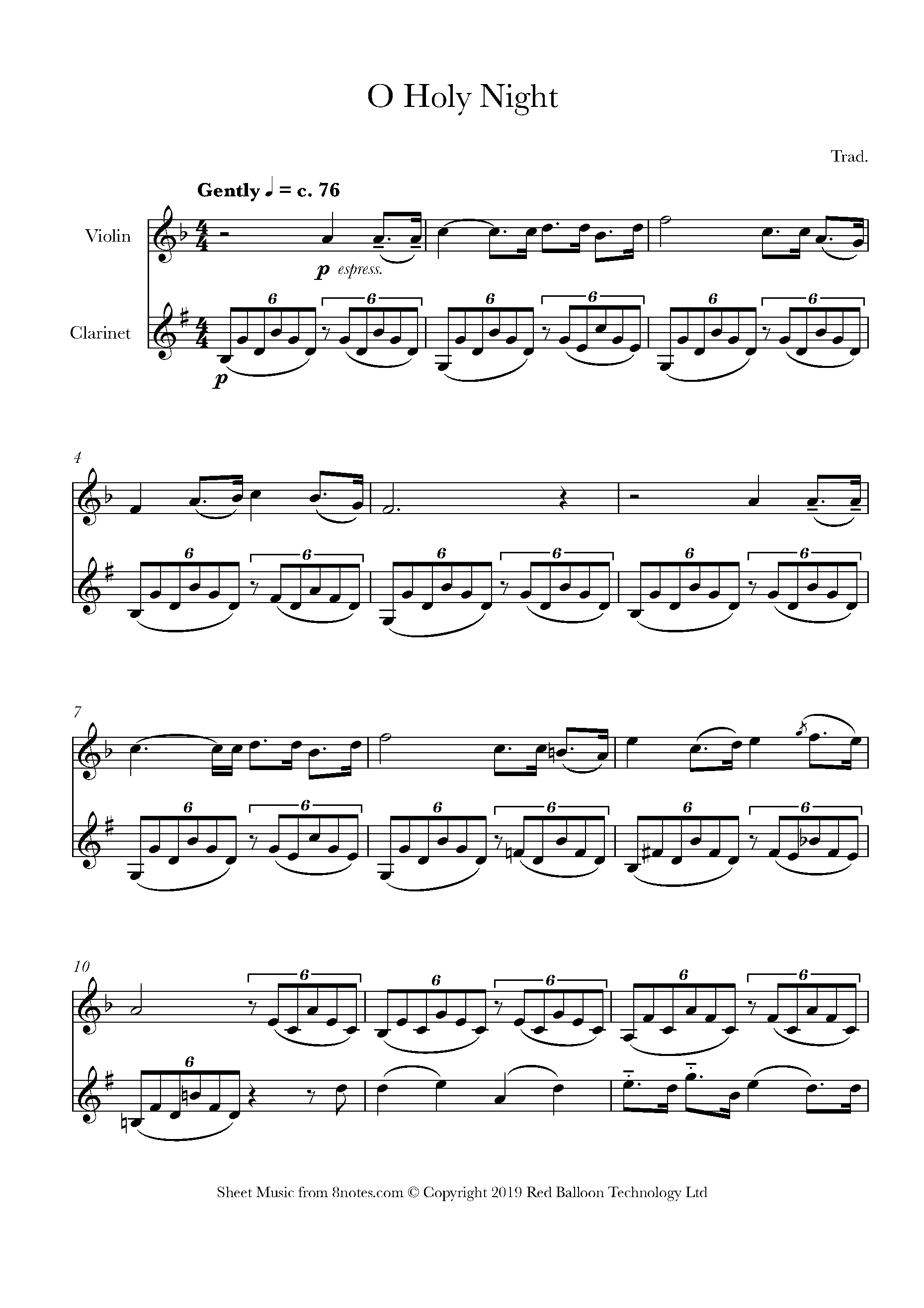 O Holy Night Sheet music for Duet
