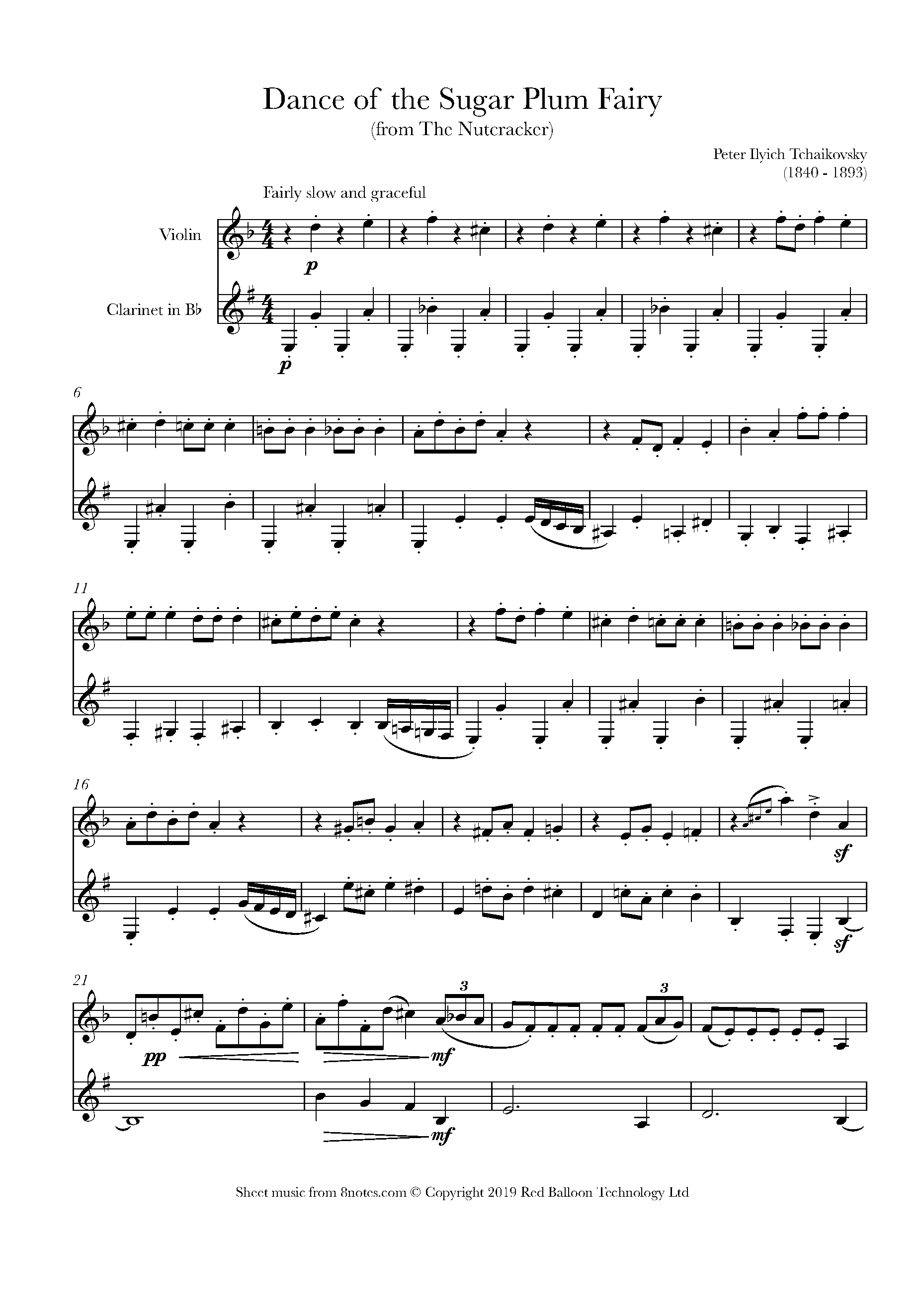 Tchaikovsky Dance of the Sugar Plum Fairy from the Nutcracker Sheet