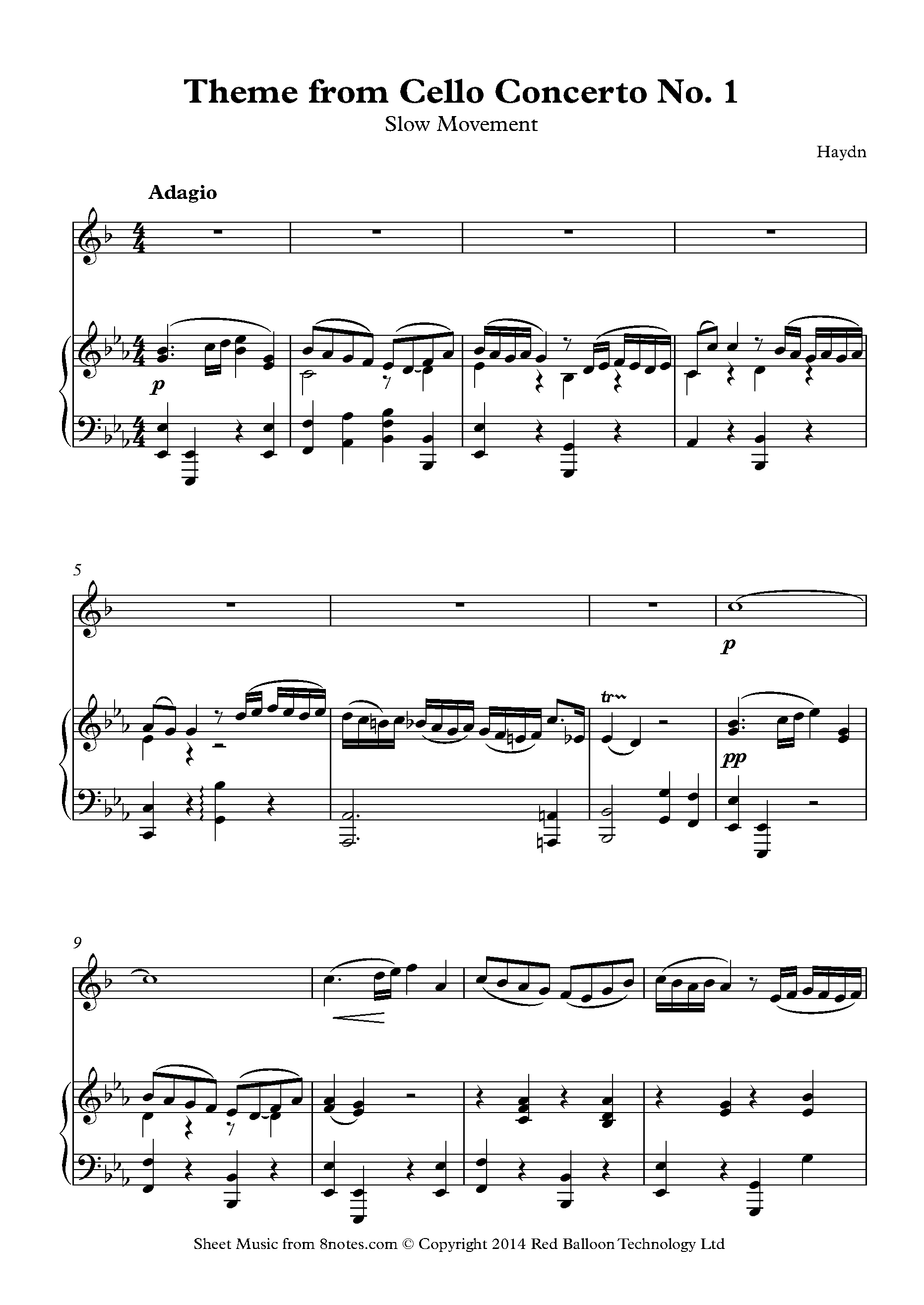 Haydn Theme from Cello Concerto No. 1 Sheet music for