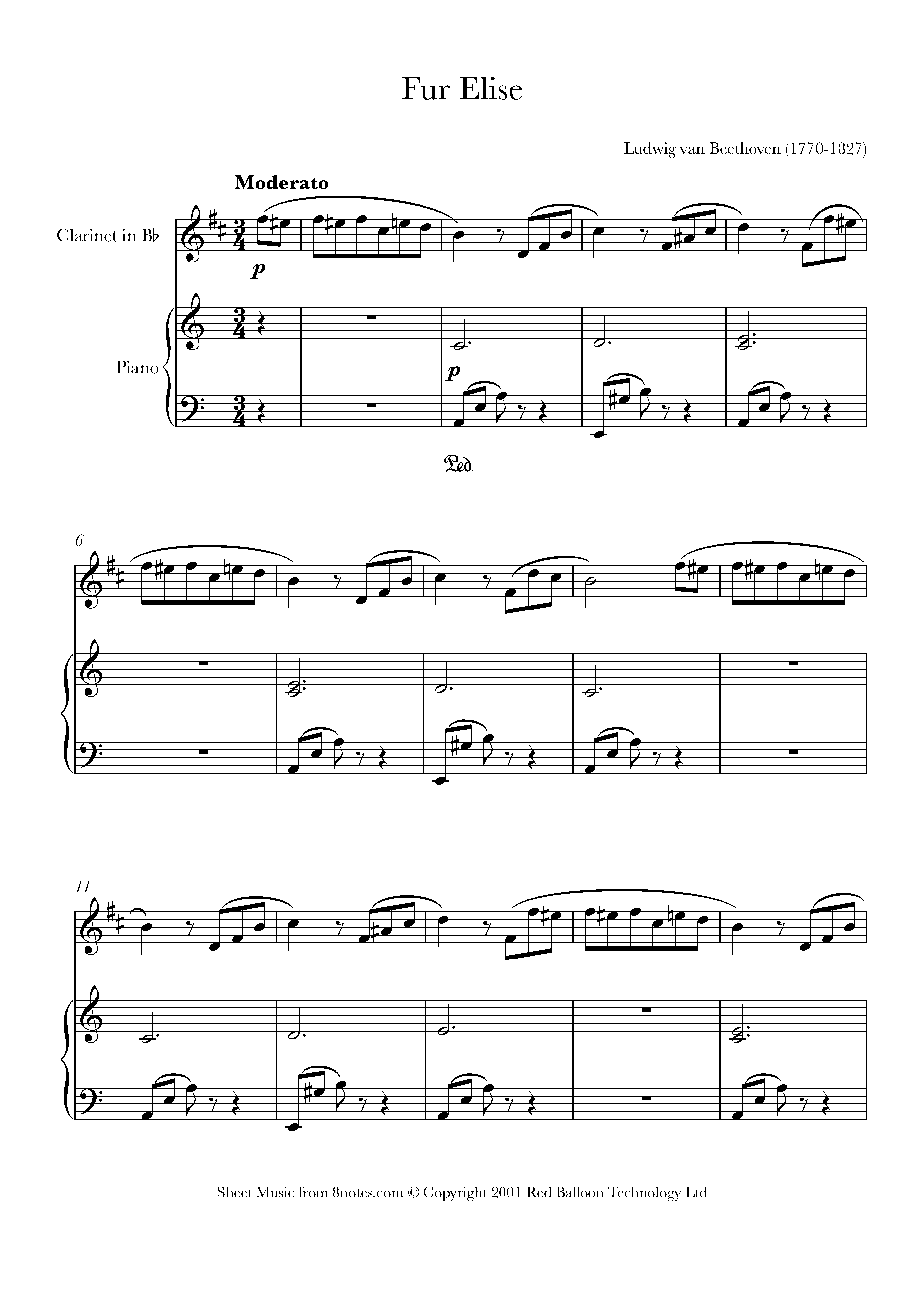 B Flat Clarinet Transposition Chart