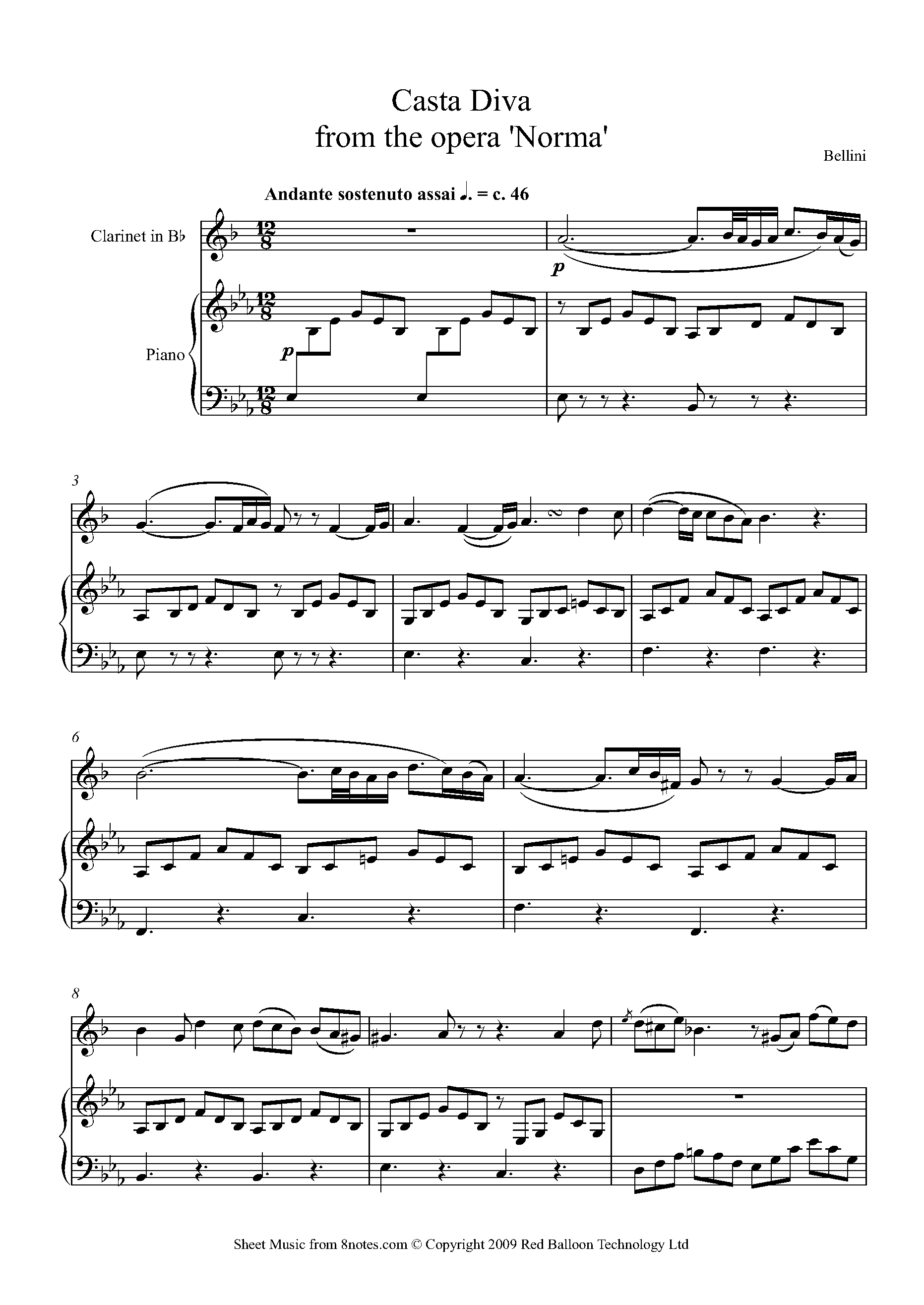 Bellini Diva the opera Norma Sheet music for Clarinet - 8notes.com
