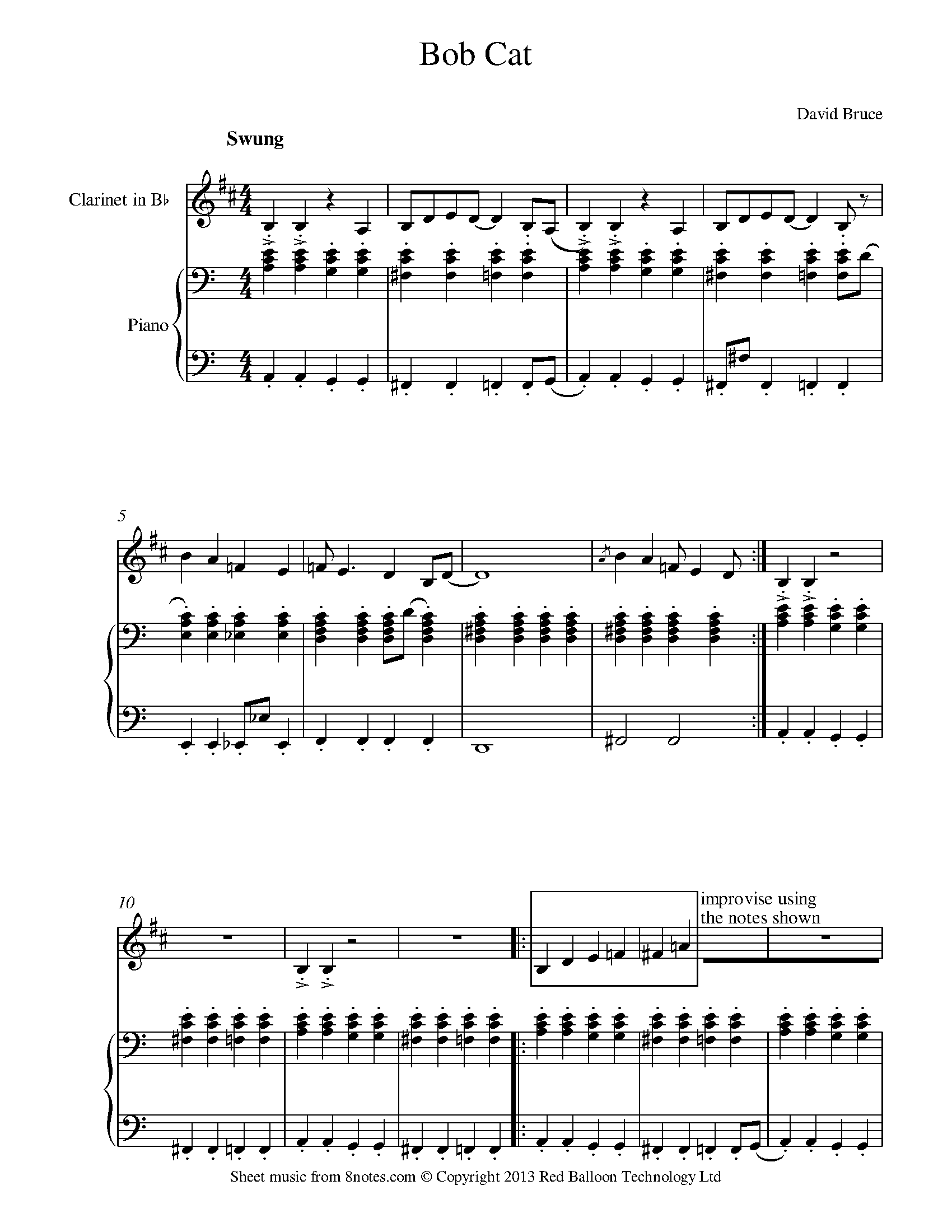 David Bruce Bob Cat Sheet music for