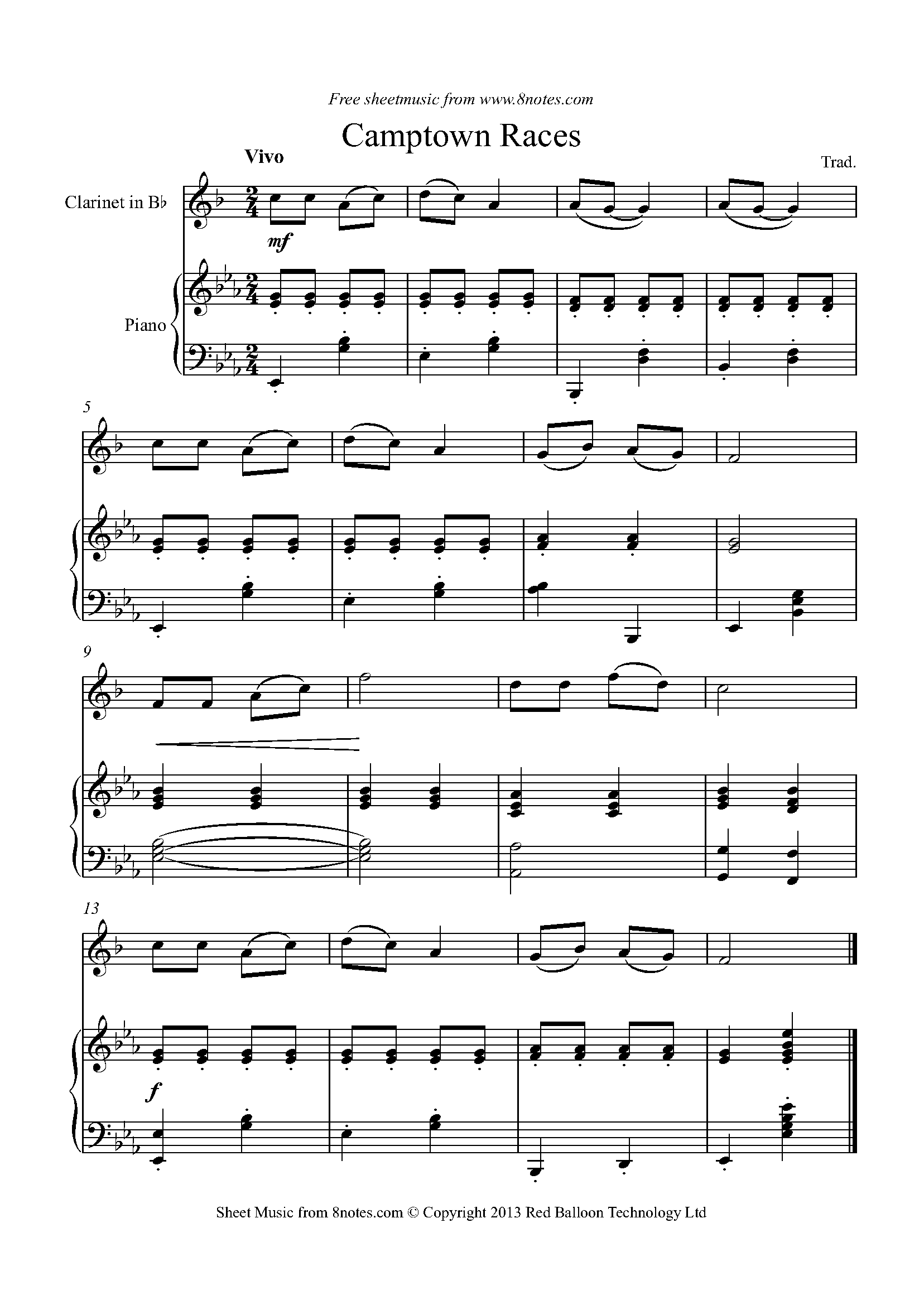 Camptown Races Sheet music for Clarinet - 8notes.com