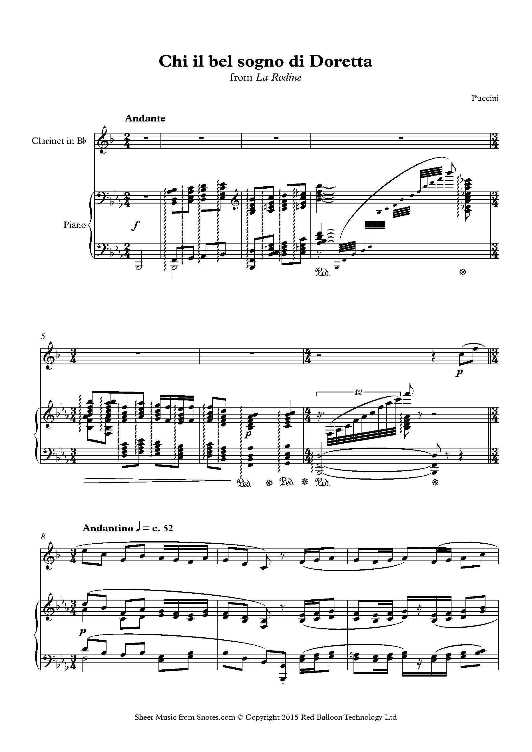 Puccini Chi il bel sogno di Doretta from Rondine Sheet music for Puccini Chi il bel sogno di Doretta from Rondine Sheet music for