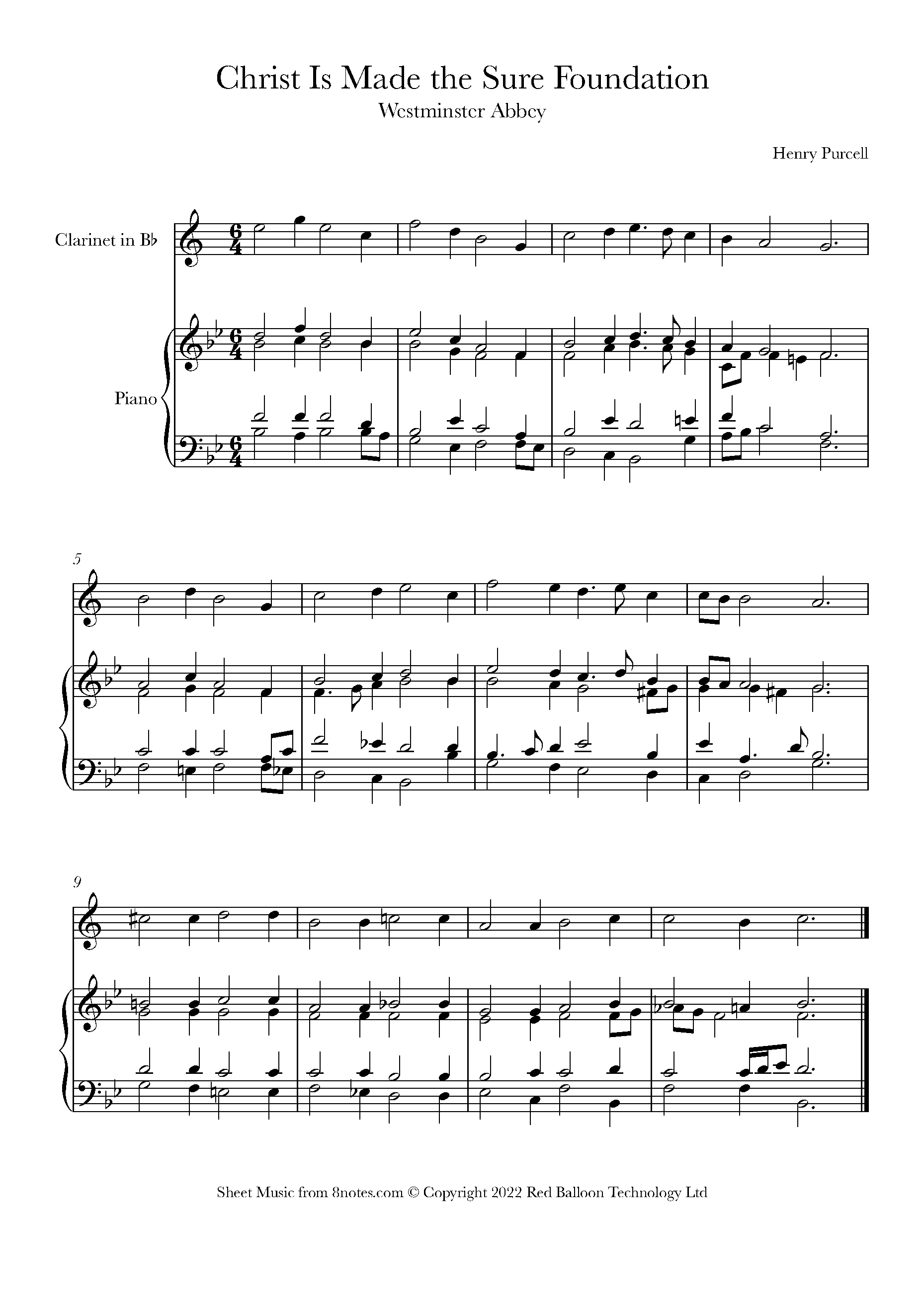 Purcell Christ Is Made the Sure Foundation (Westminster Abbey) Sheet music for