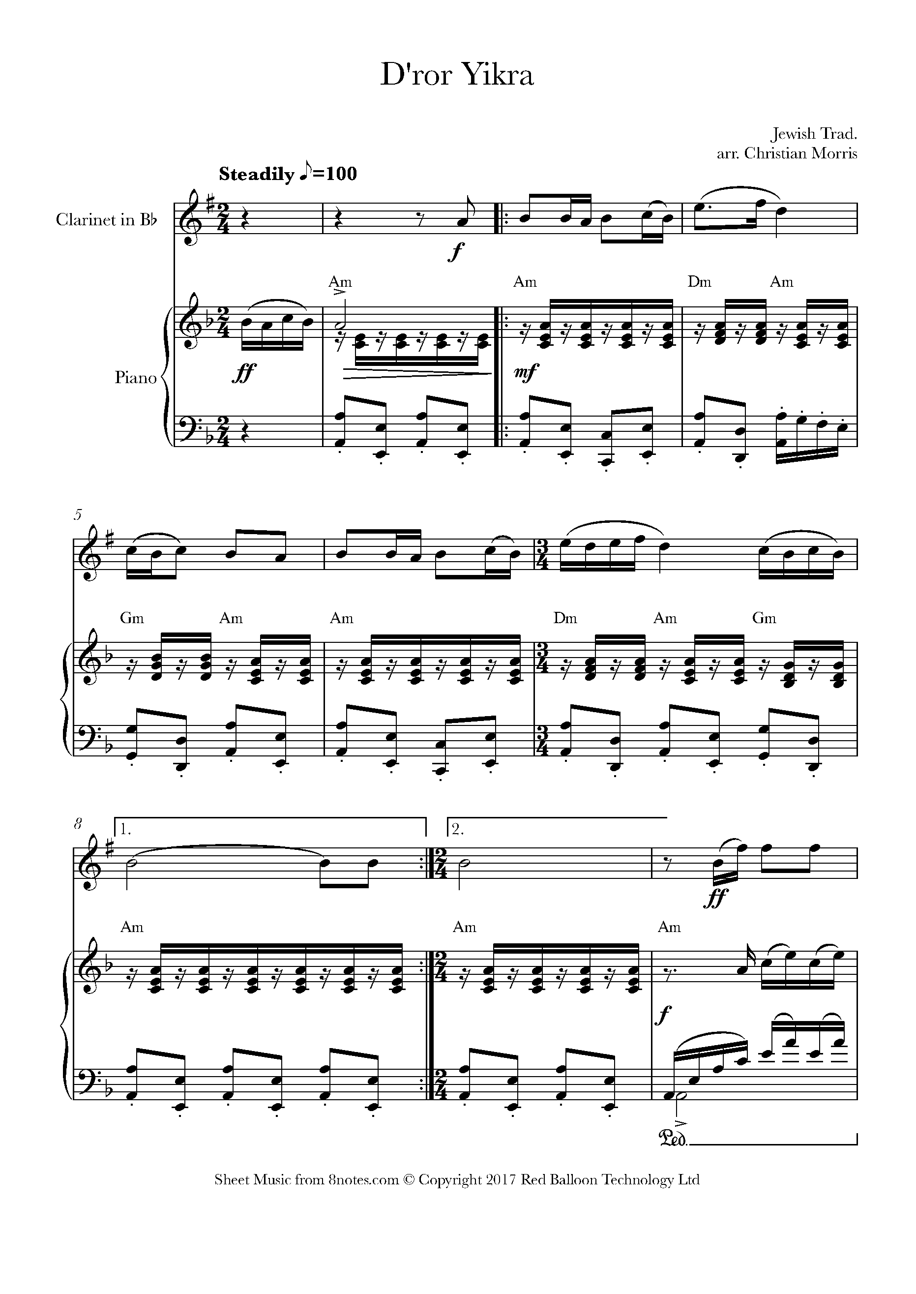 D'ror Yikra (Jewish Trad) Sheet music for