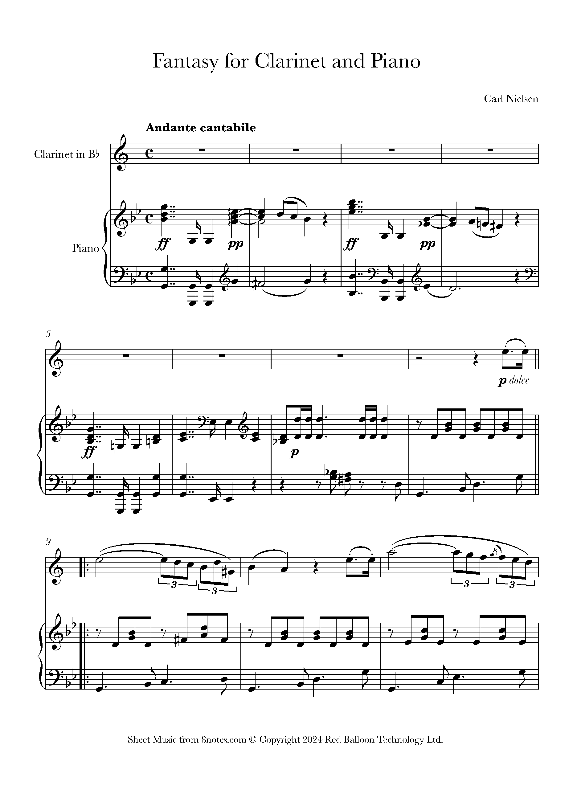 Nielsen, C: Fantasiestücke g-moll für Klarinette und Klavier