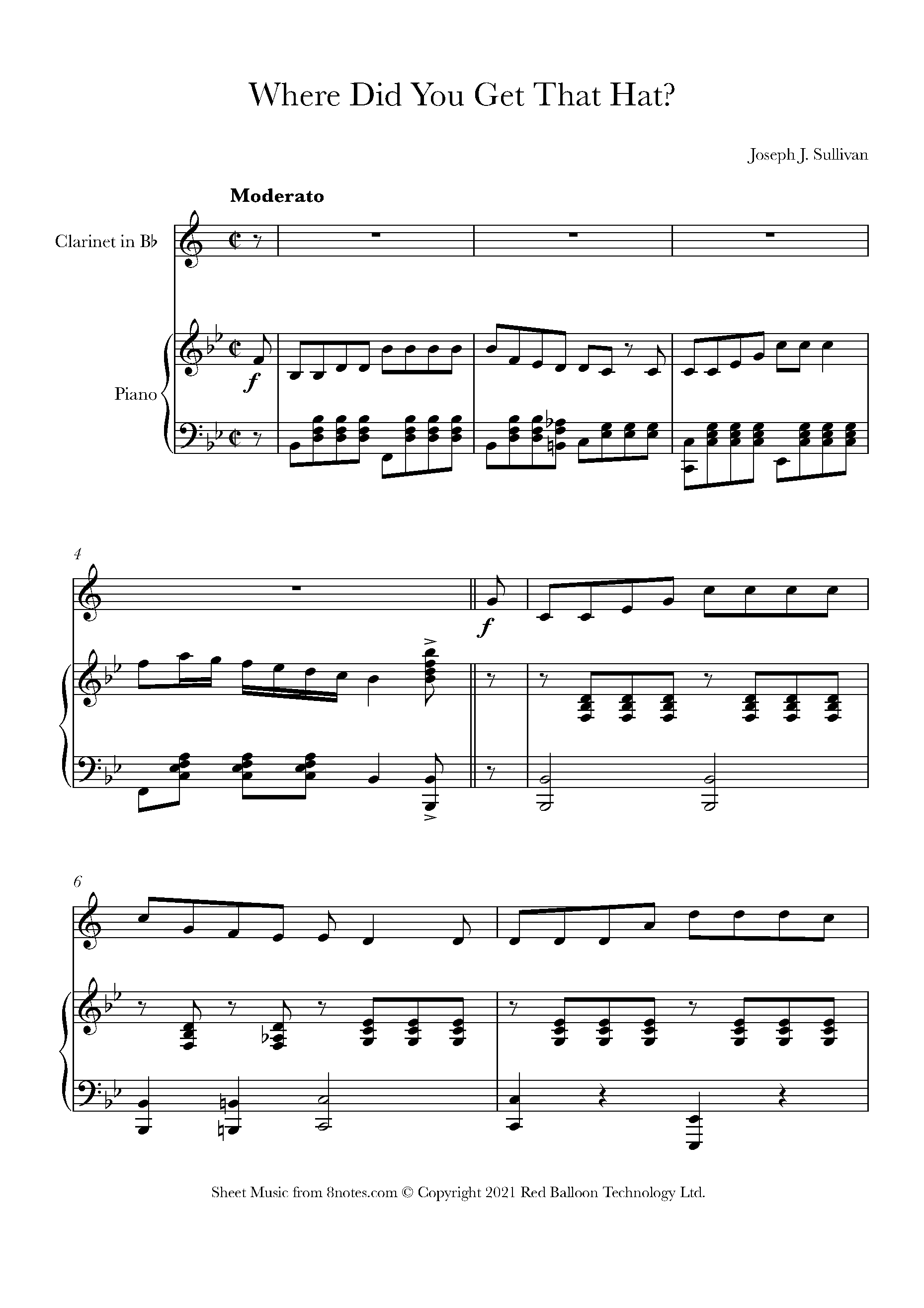 Sullivan Where Did You Get That Hat? Sheet music for