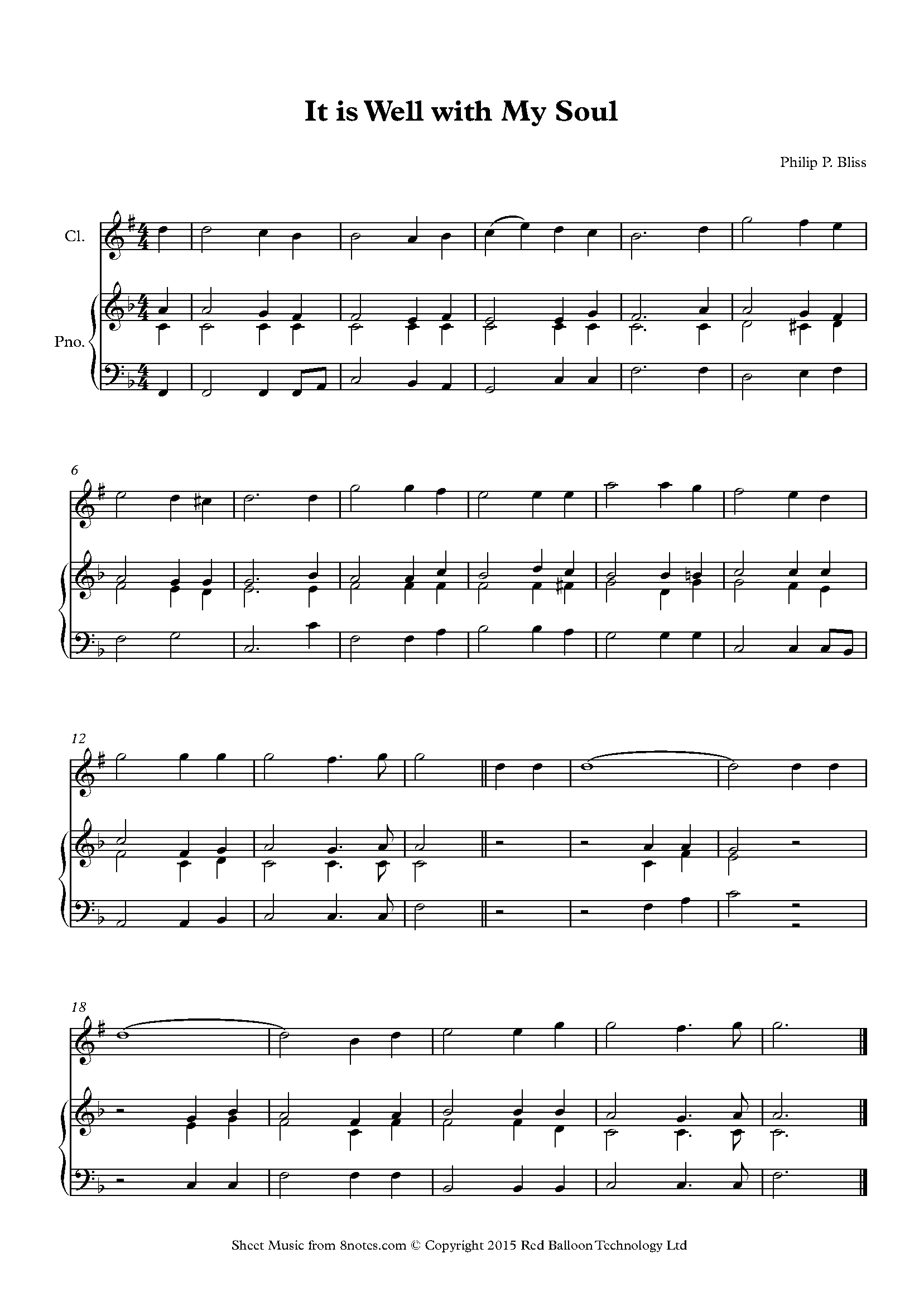 It is Well with My Soul (Philip P. Bliss) Sheet music for