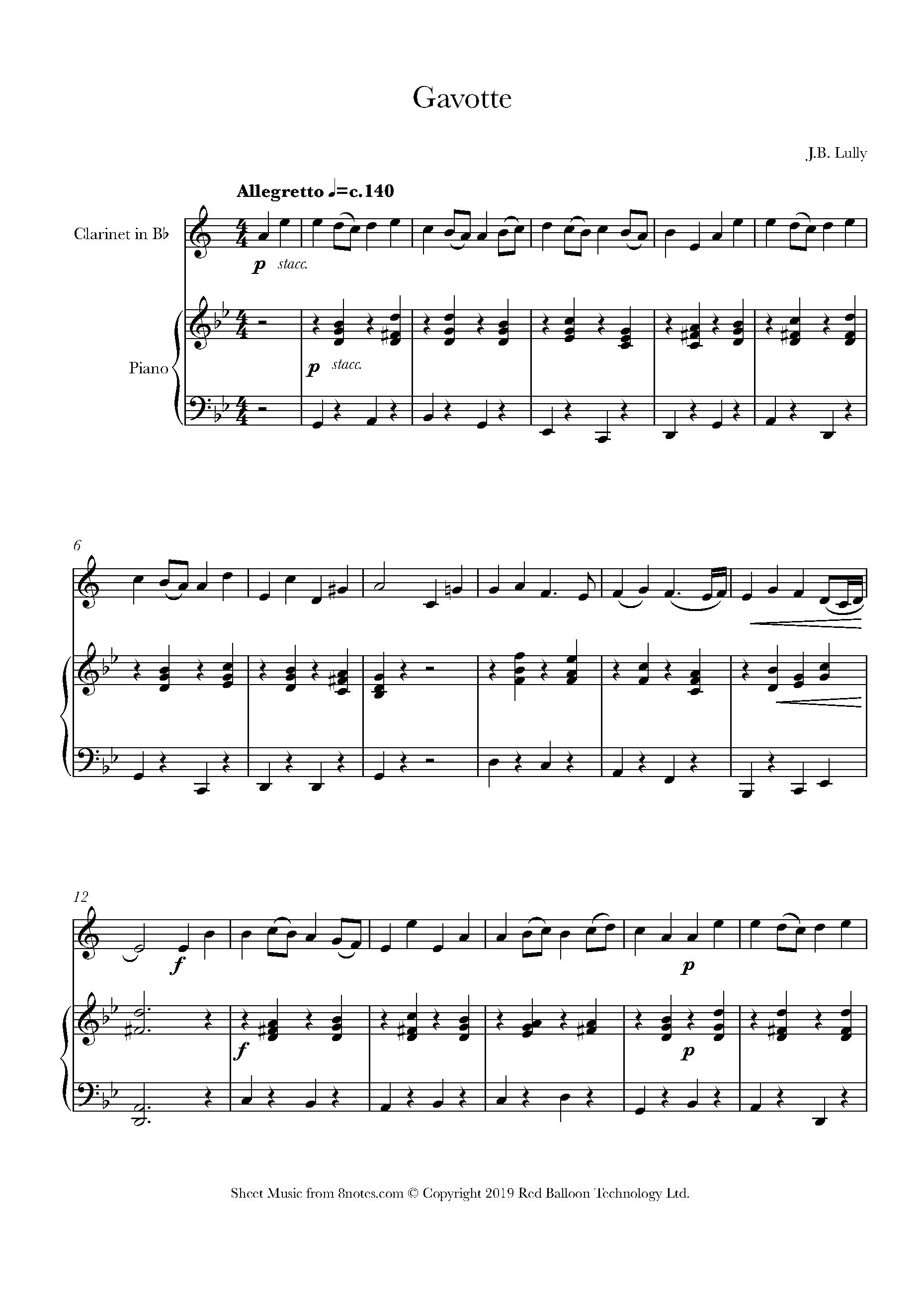 Lully Gavotte Sheet music for