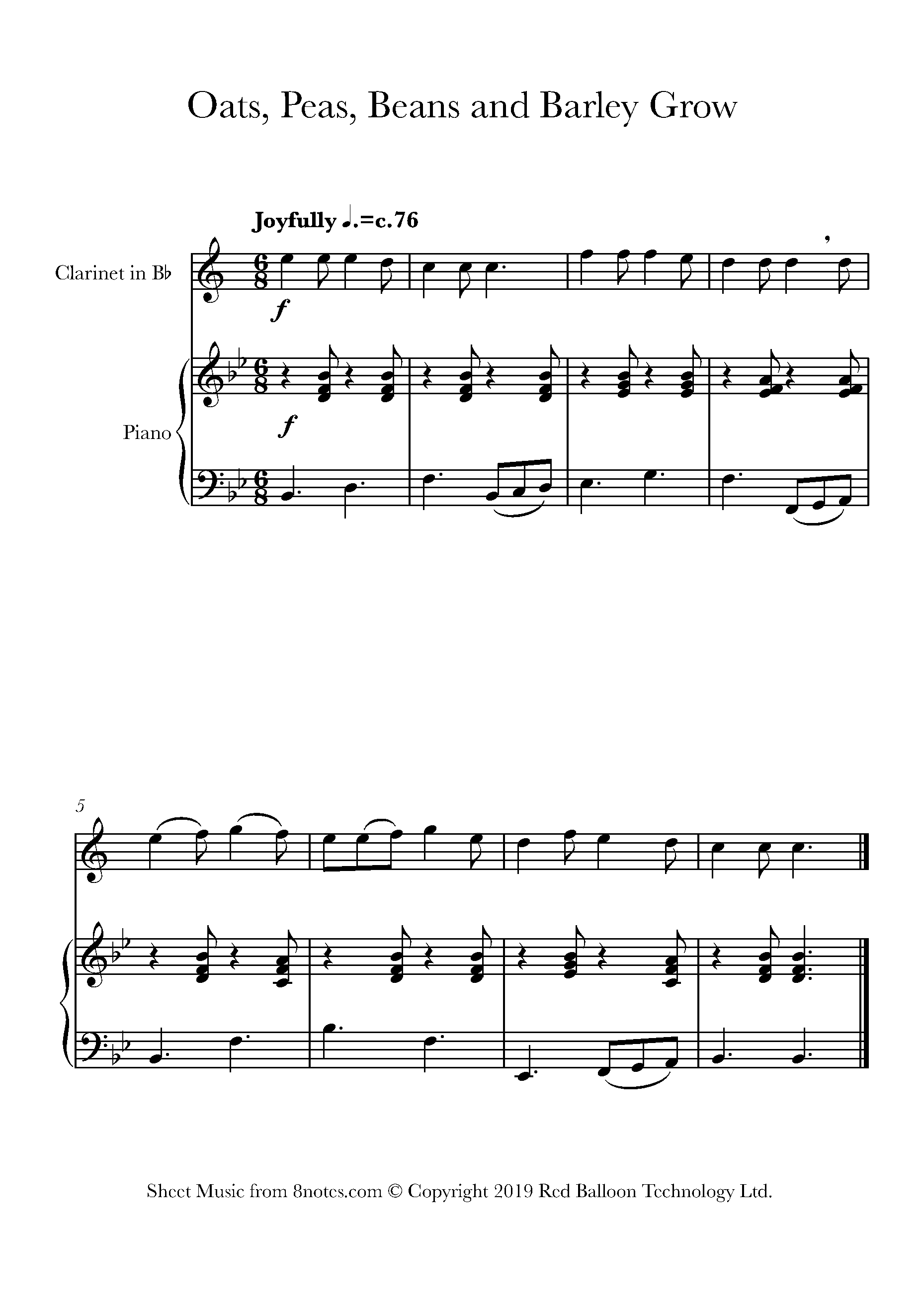 Oats, Peas, Beans and Barley Grow Sheet music for