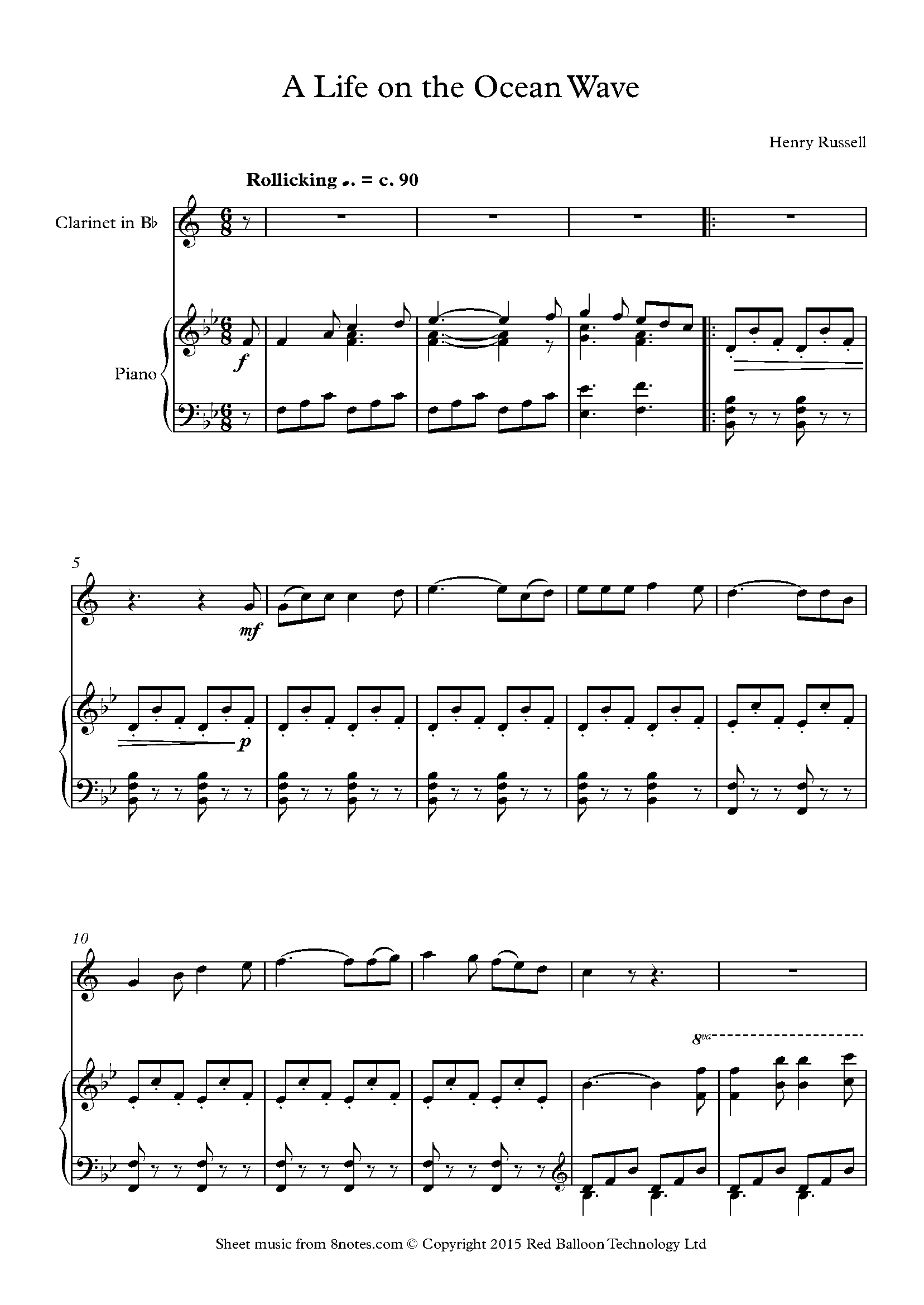 Henry Russell A Life on the Ocean Wave Sheet music for