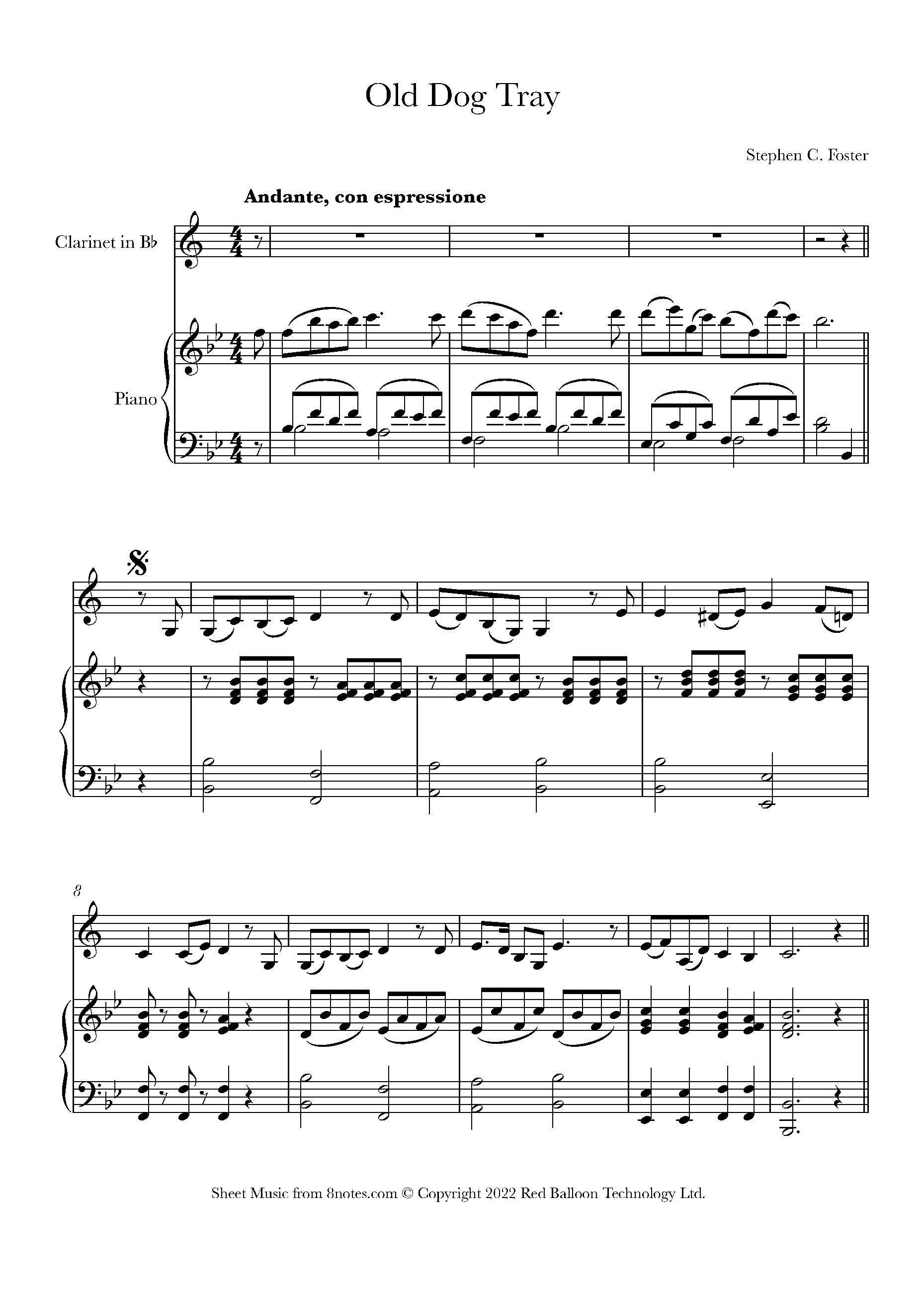 Stephen Foster Old Dog Tray Sheet music for