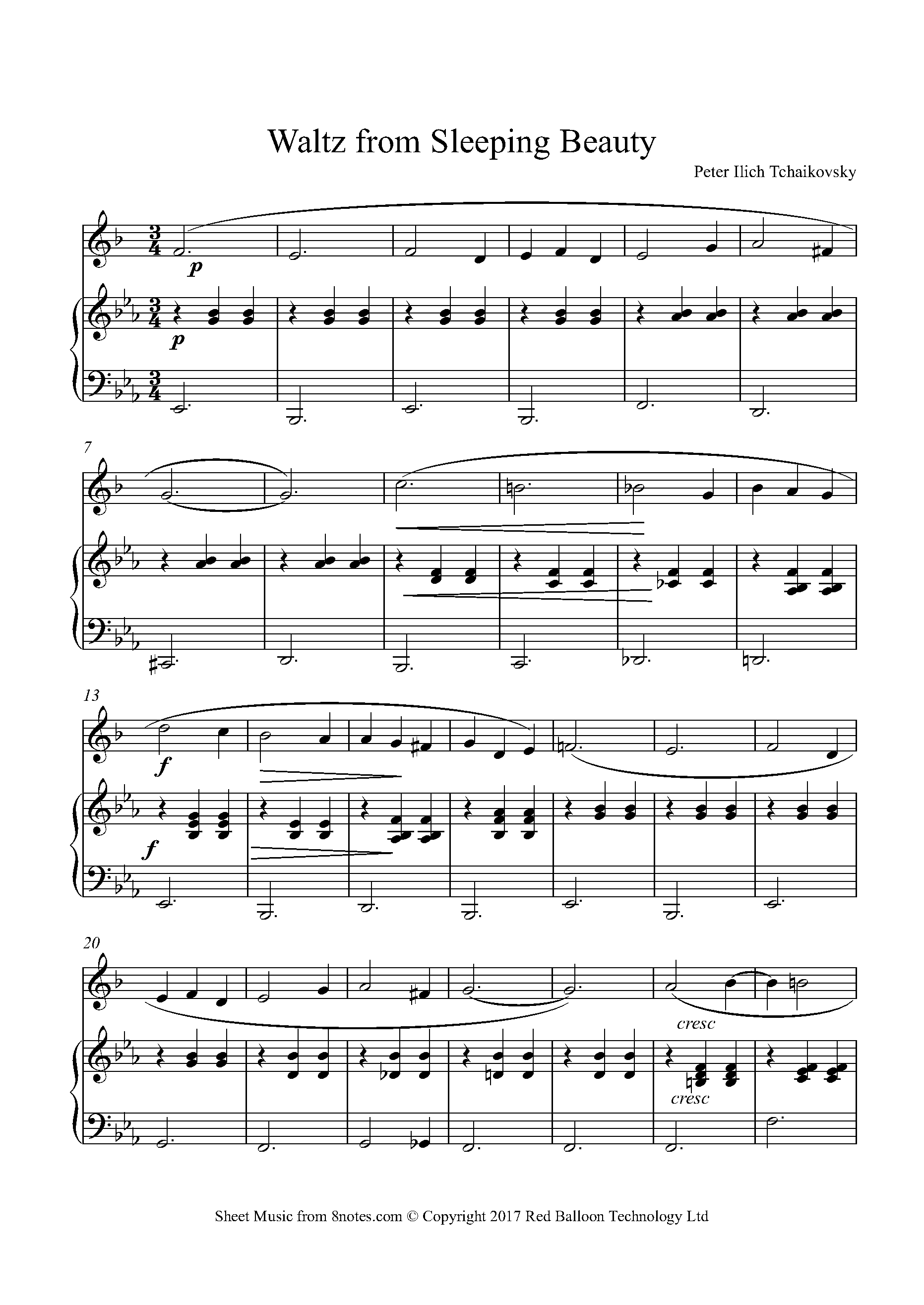 Tchaikovsky Waltz from Sleeping Beauty Sheet music for