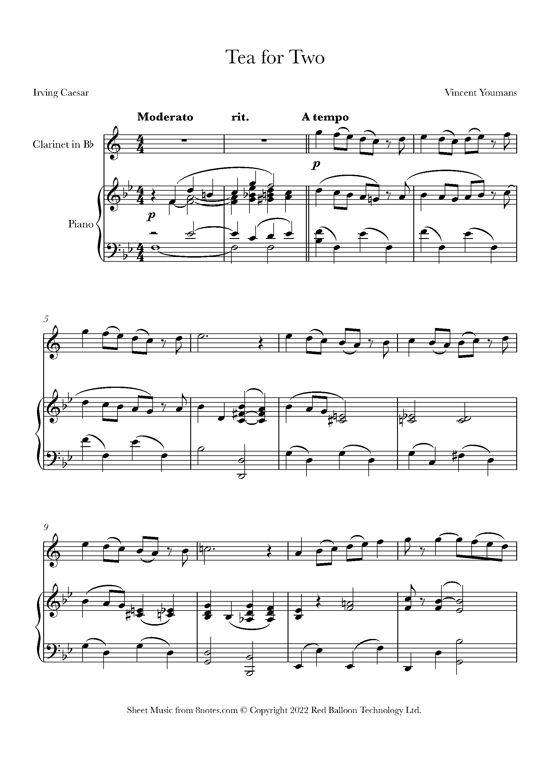 Vincent Youmans Tea for Two Sheet music for