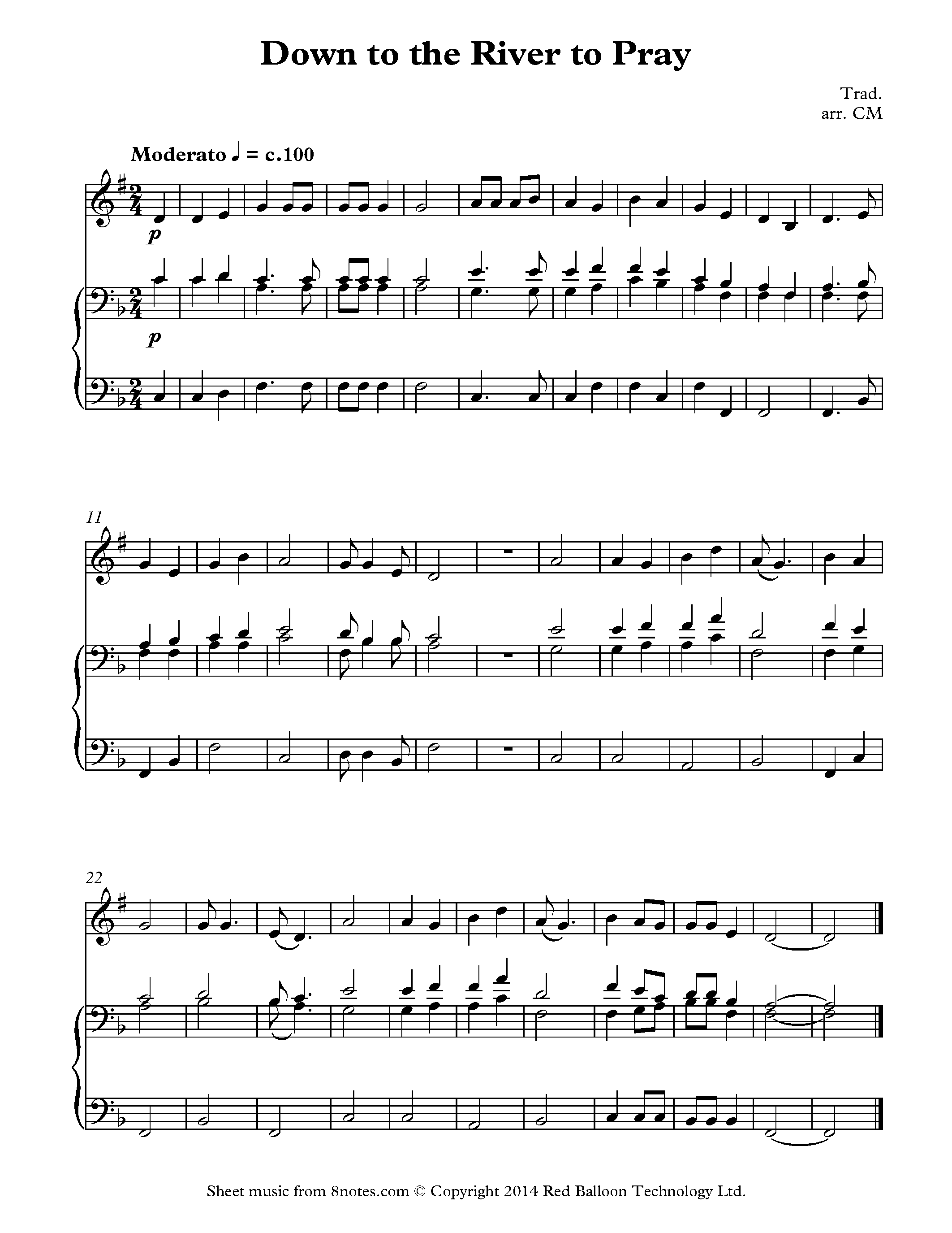Down to the River to Pray Sheet music for Clarinet - 8notes.com
