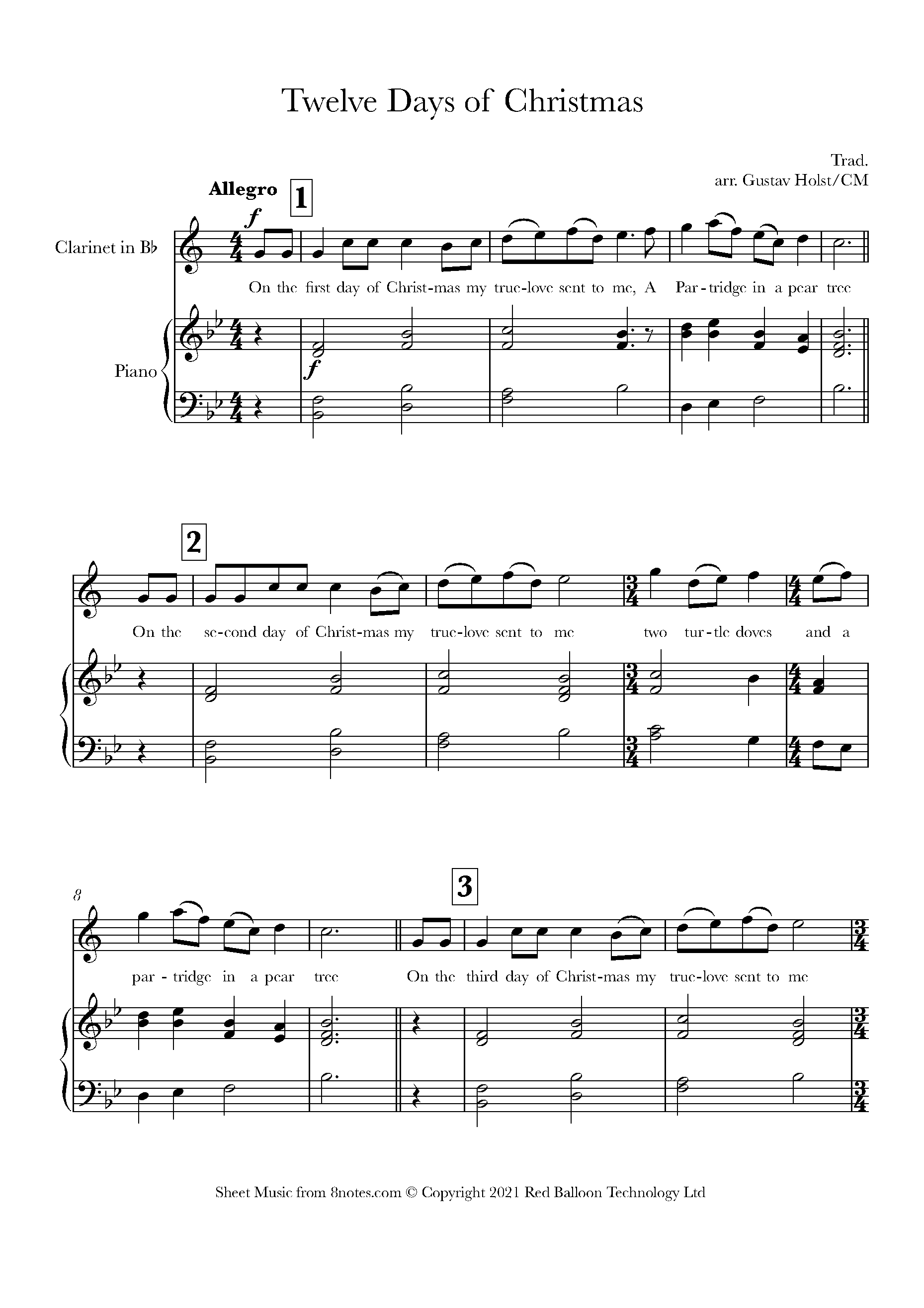 Christmas Sheet Music Clarinet Free Printable - Free Printables Hub