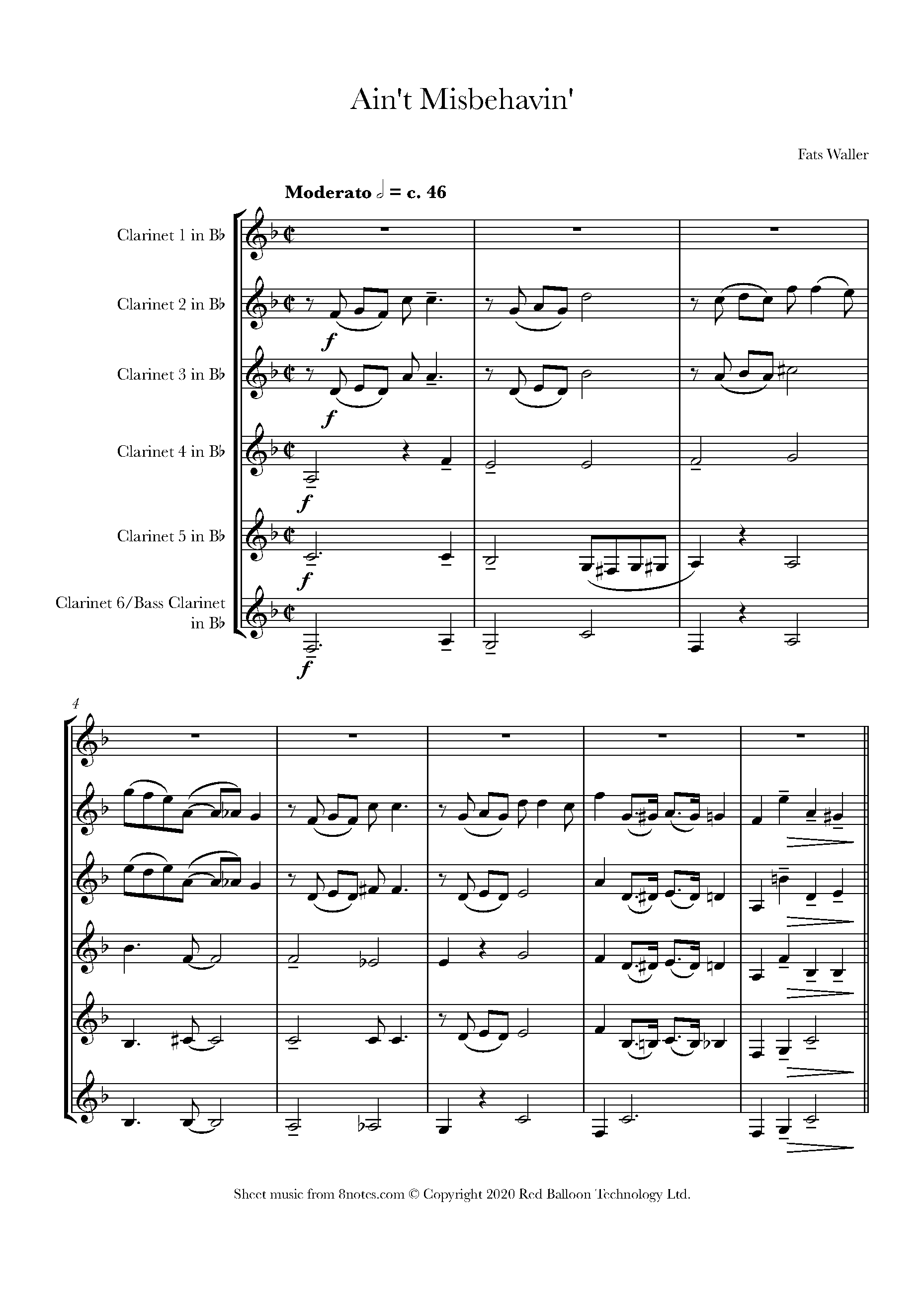 Fats Waller Ain't Misbehavin' Sheet music for Choir