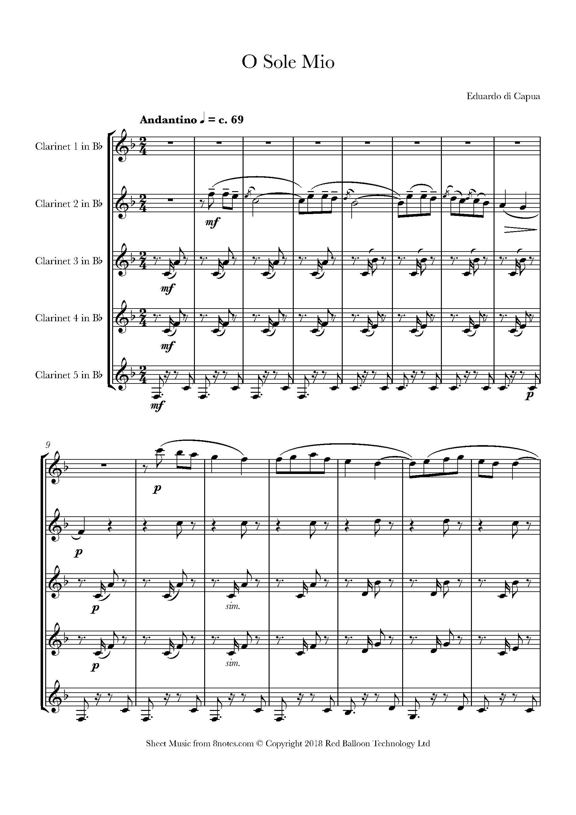 Eduardo Di Capua O sole mio Sheet music for Choir