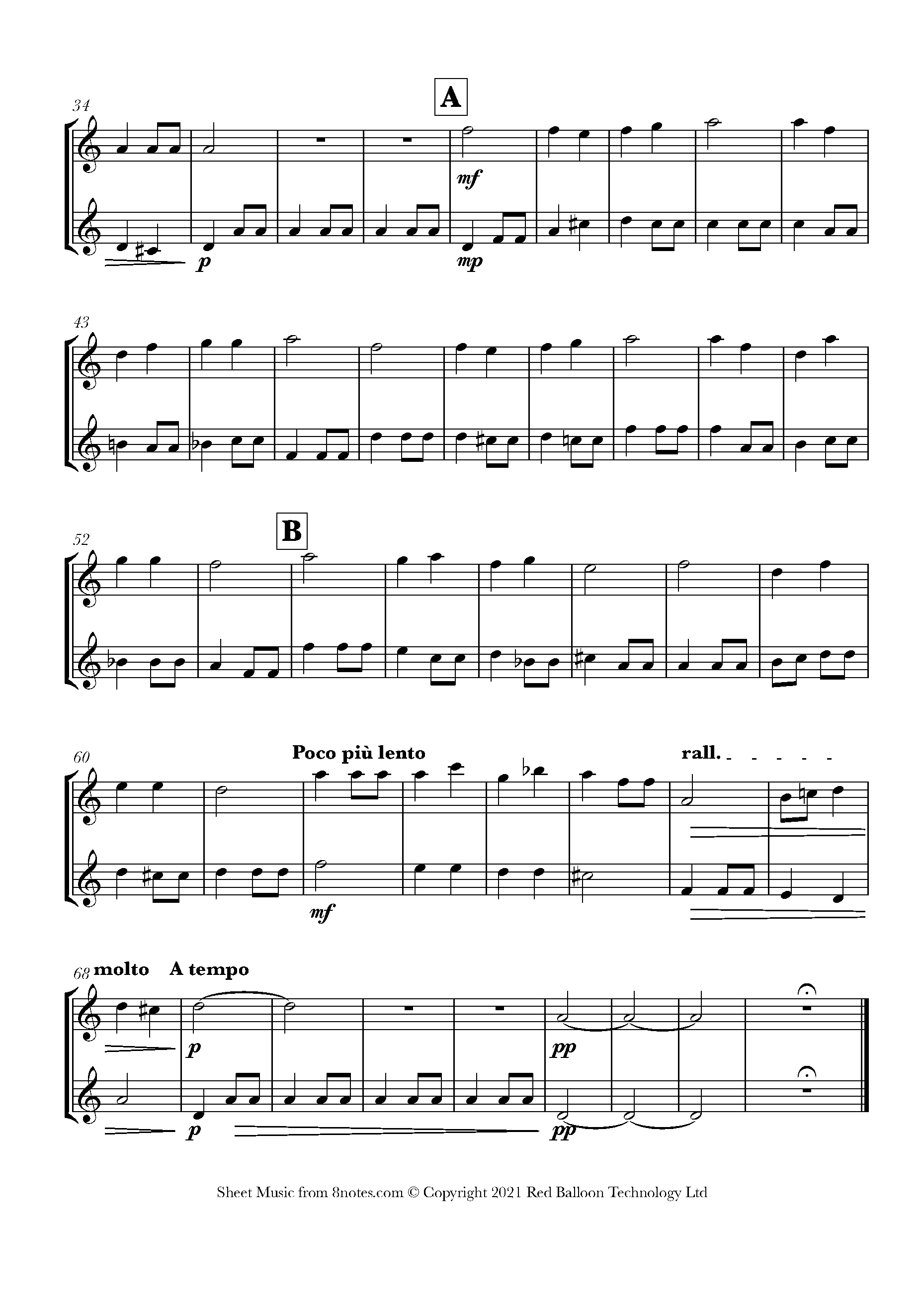 Warlock Capriol Suite 2. Pavane Sheet music for Duet