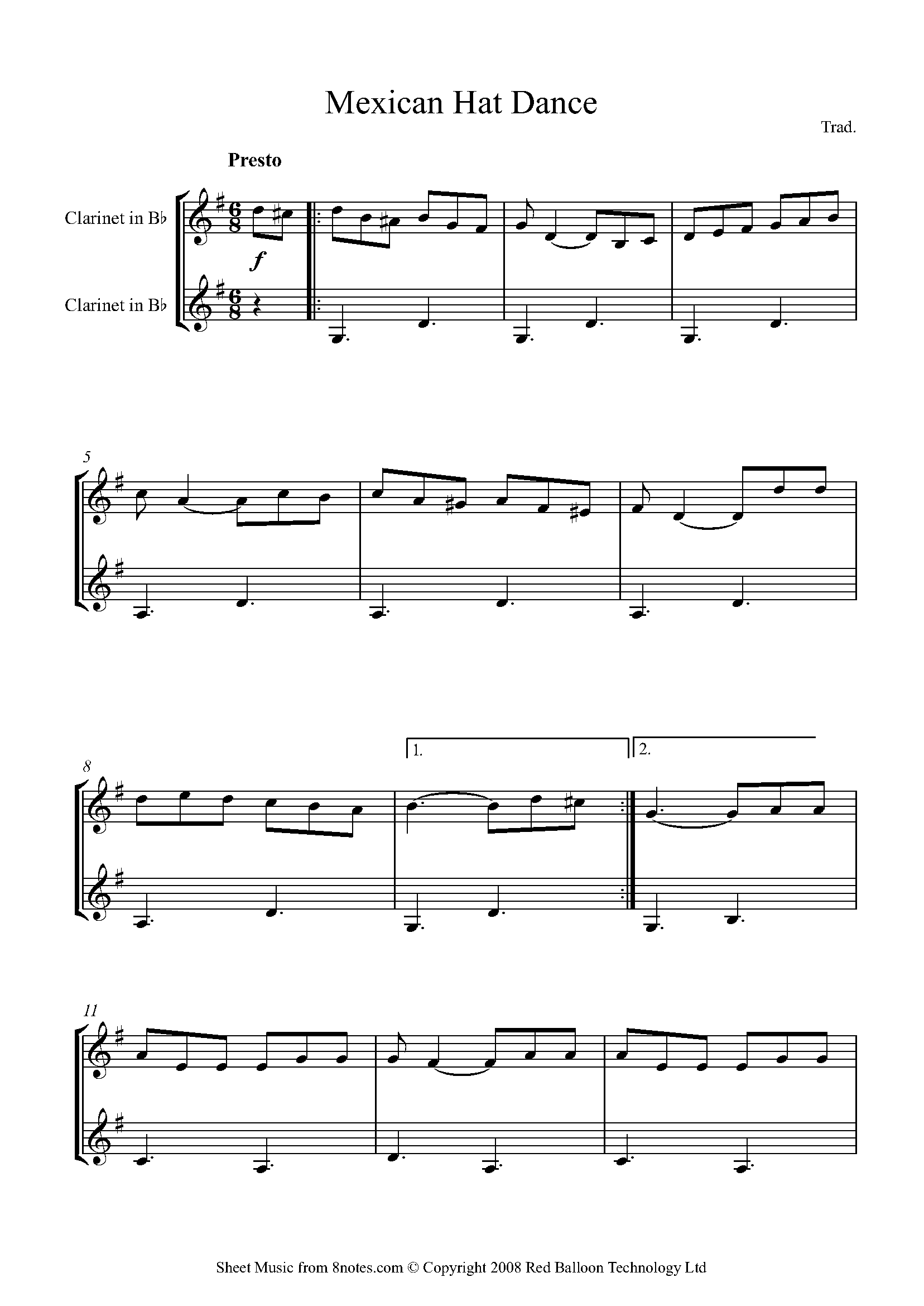 Mexican Hat Dance (Mexico) Sheet music for Duet