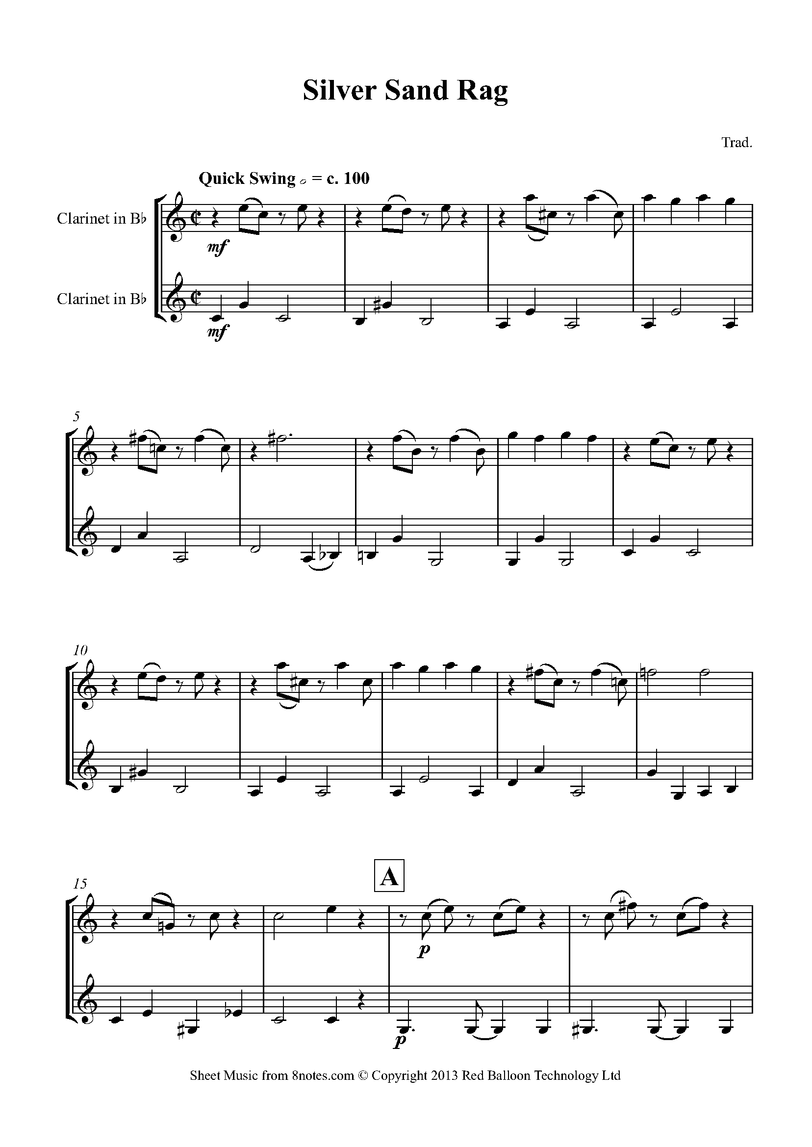 Silver Sand Rag Sheet music for Duet