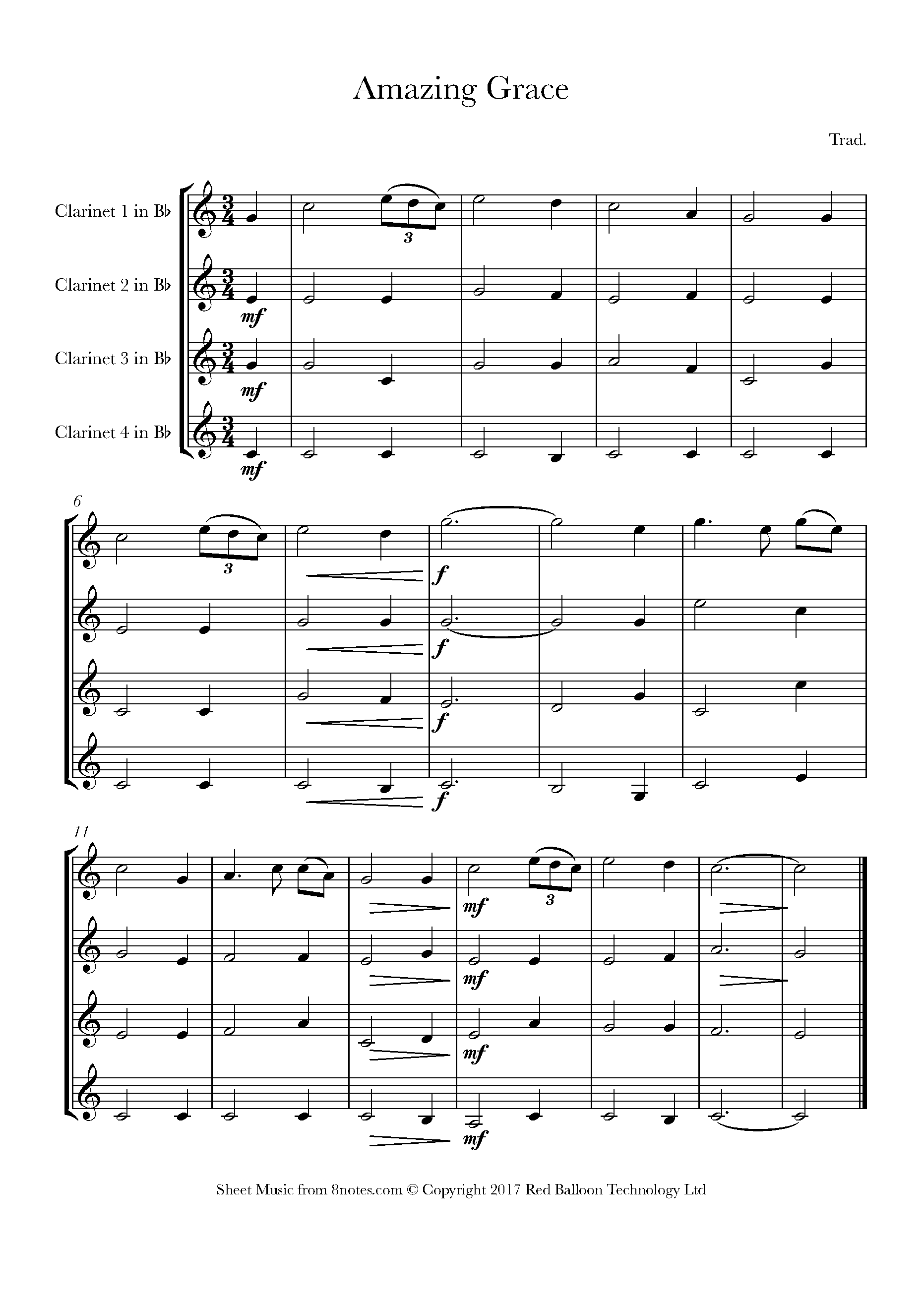 Amazing Grace Sheet music for Quartet