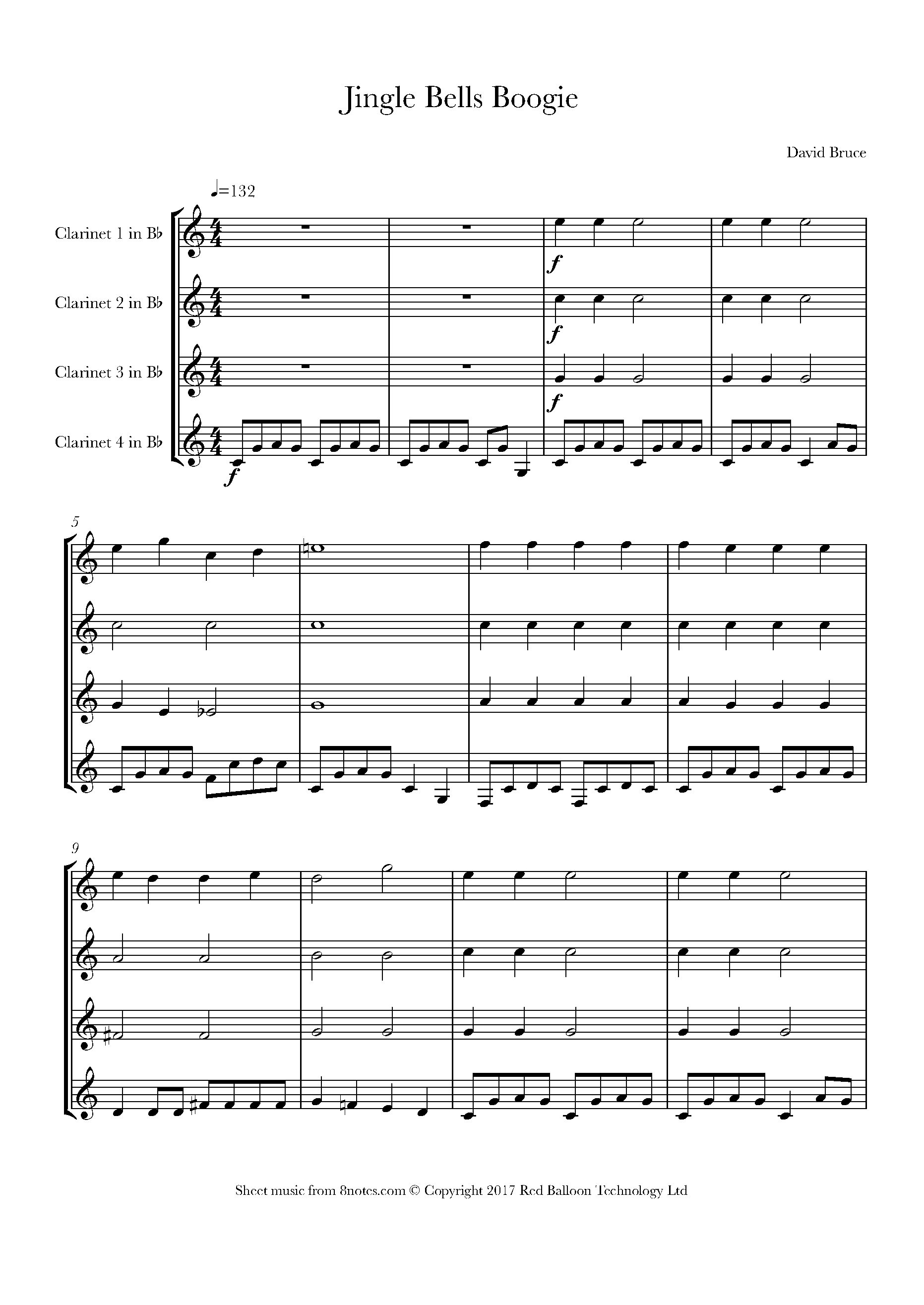 David Bruce Jingle Bells Boogie Sheet music for Quartet