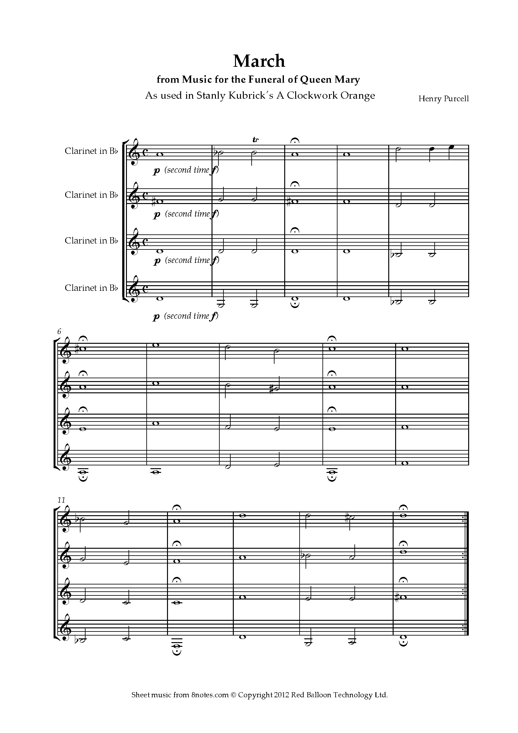 Purcell March from Music for the Funeral of Queen Mary Sheet music
