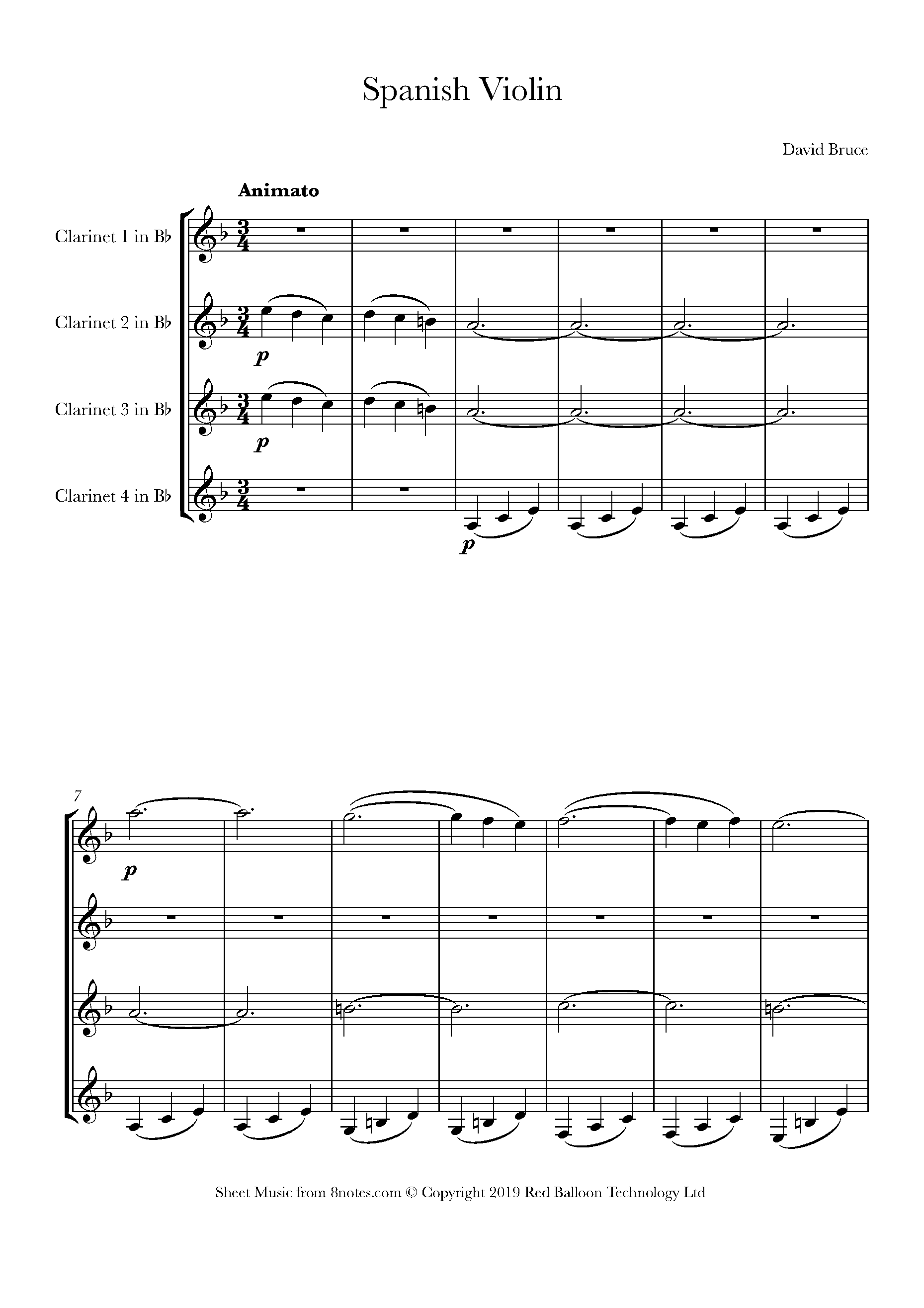 David Bruce Spanish Violin Sheet music for Quartet