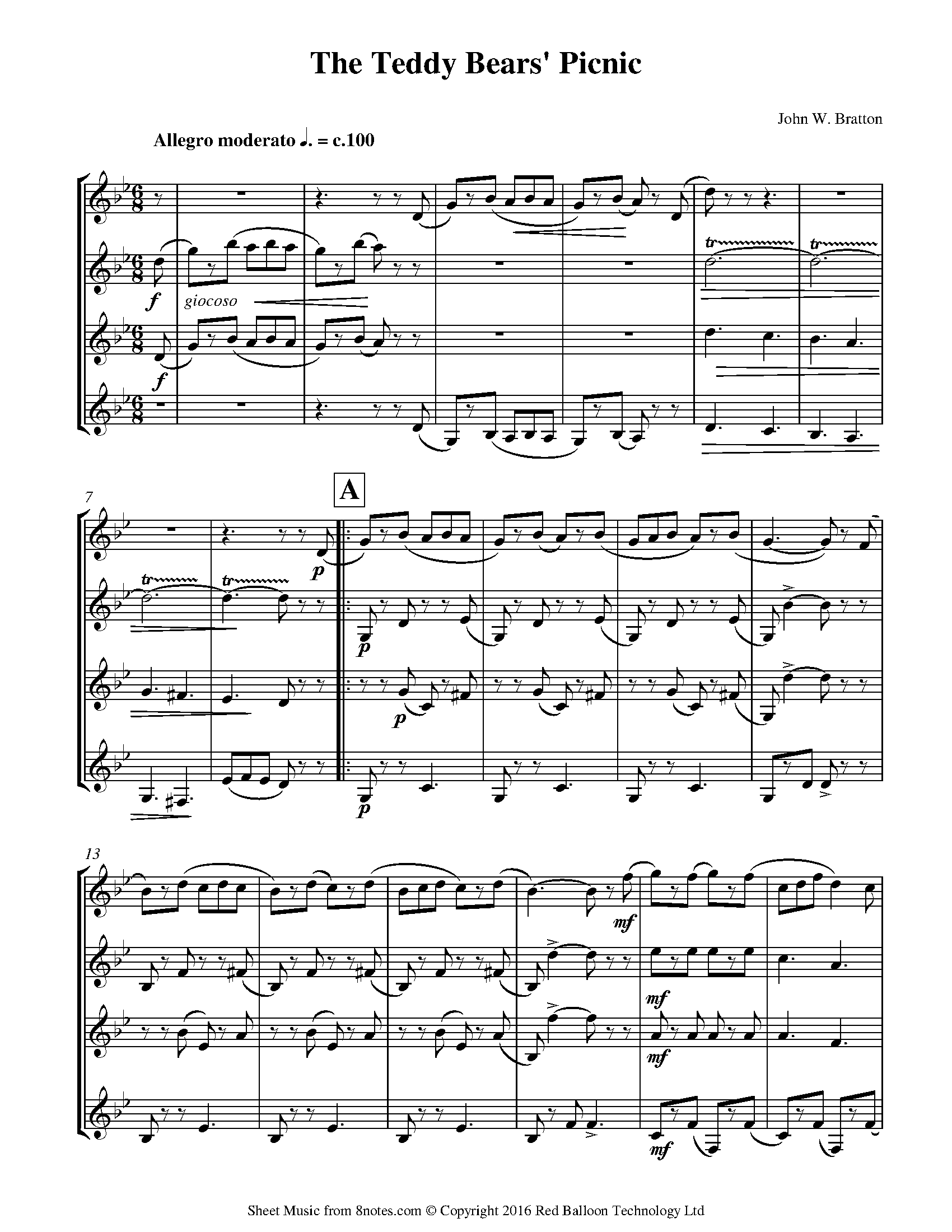 John W Bratton The Teddy Bears Picnic Sheet Music For Clarinet John W Bratton The Teddy Bears Picnic Sheet Music For Clarinet