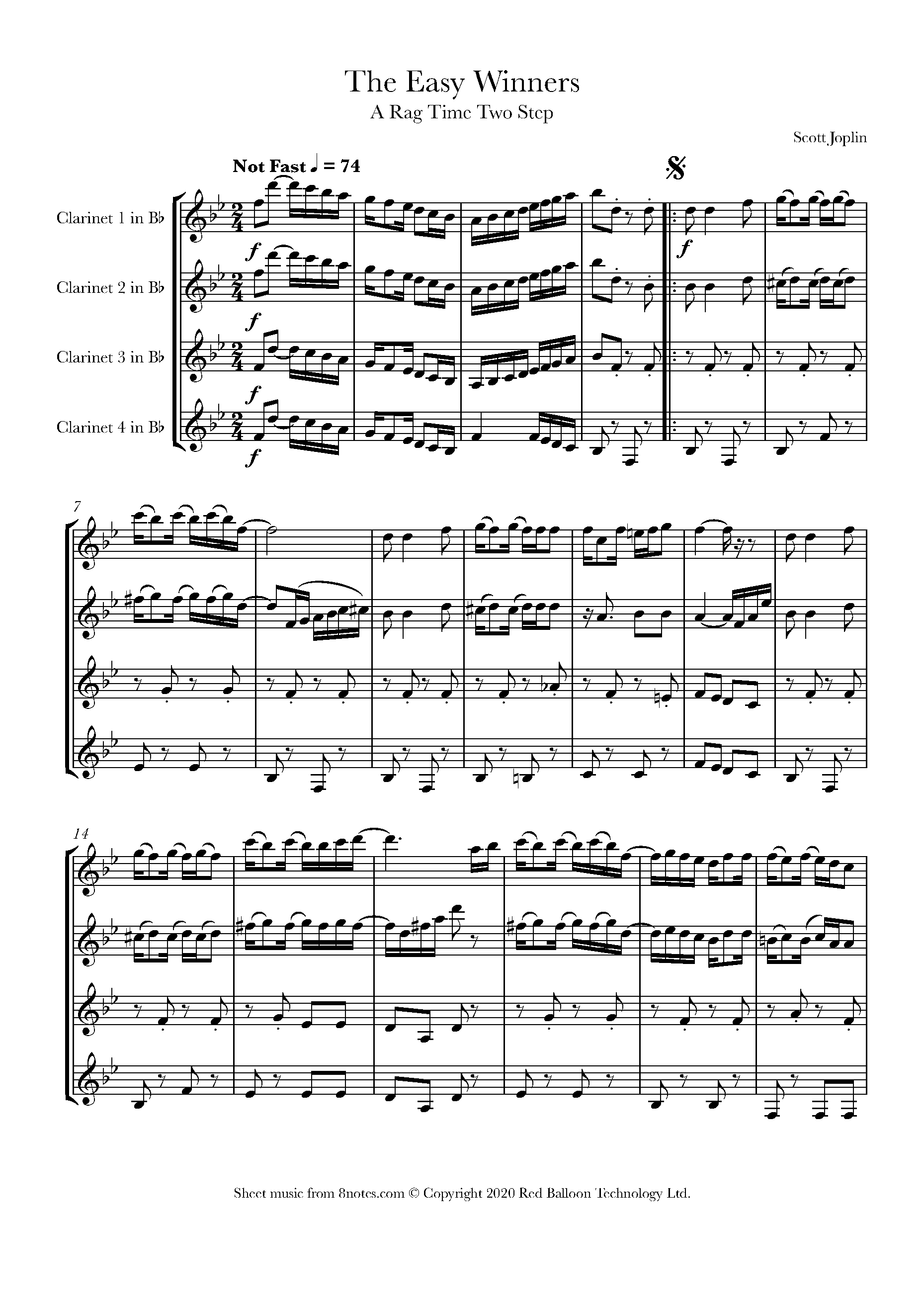 Scott Joplin The Easy Winners (A Rag Time Two Step) Sheet music for