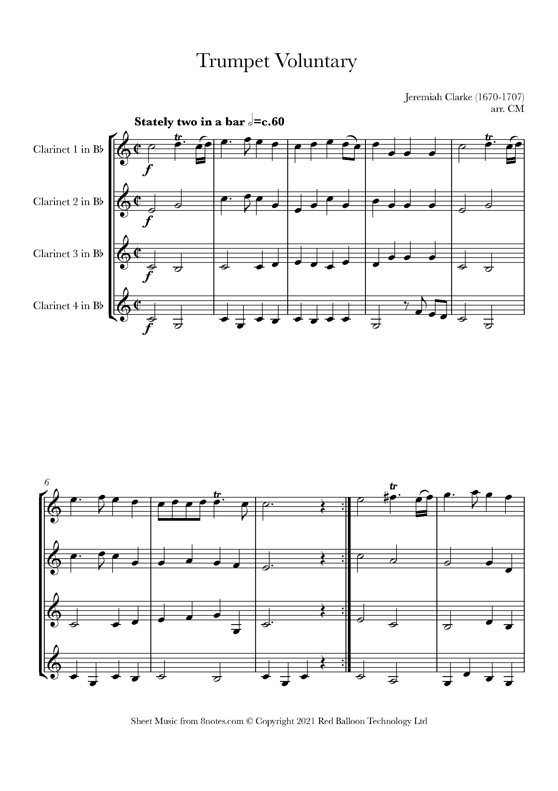 Clarke Trumpet Voluntary Sheet music for Quartet