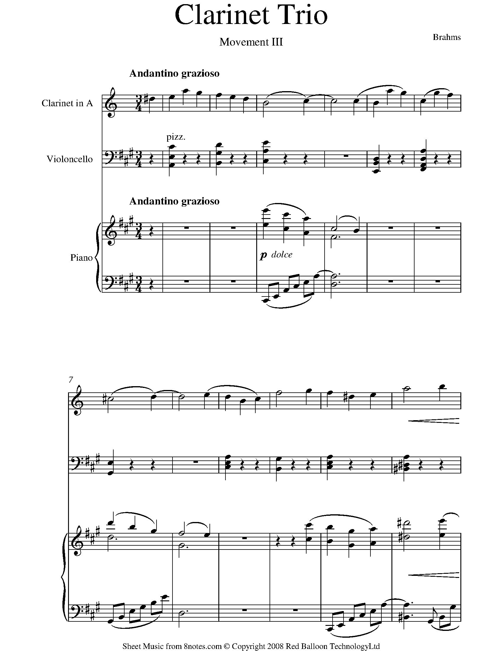 Brahms Trio 3rd Movement Sheet music for Trio