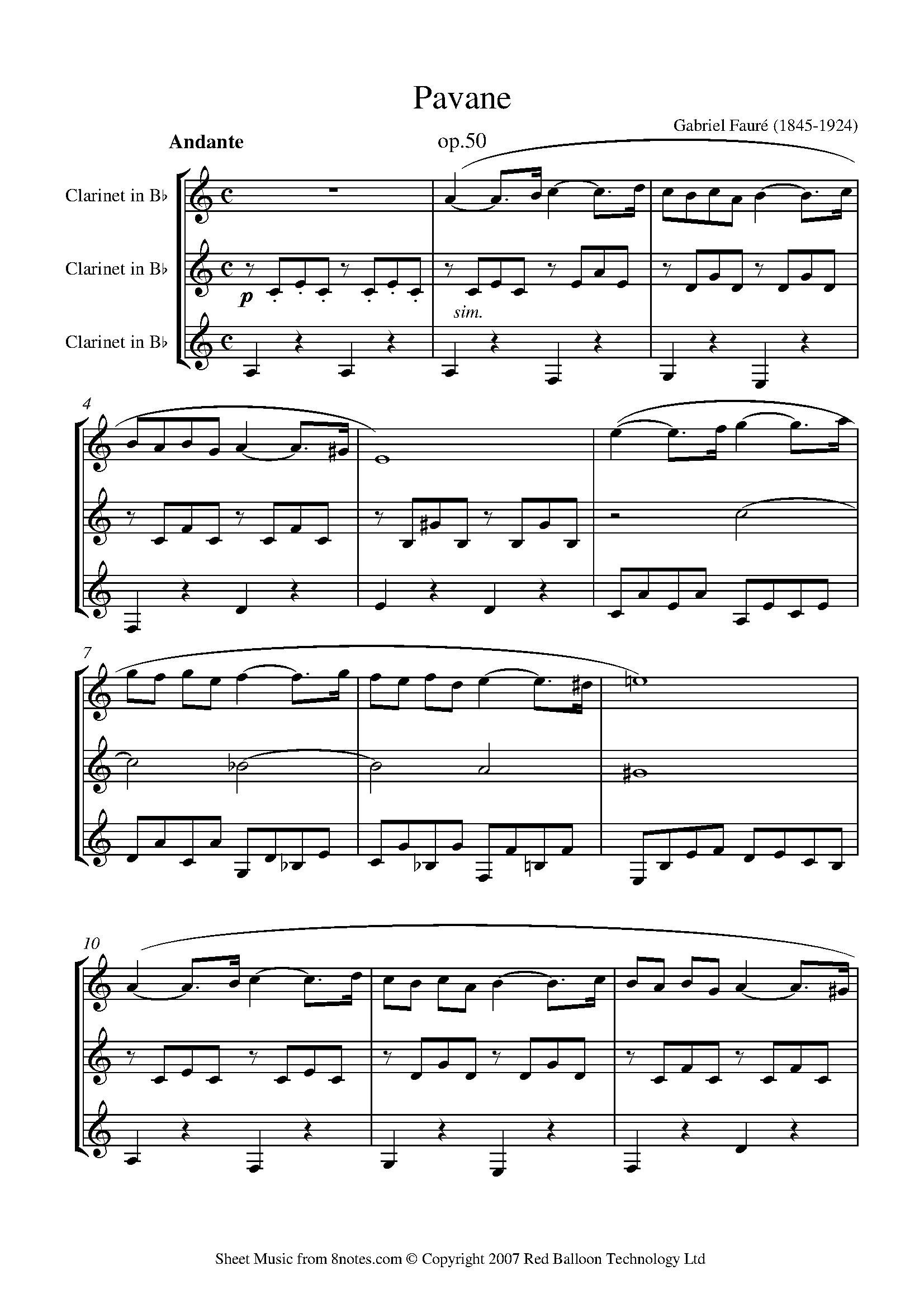 Fauré Pavane Sheet music for Trio