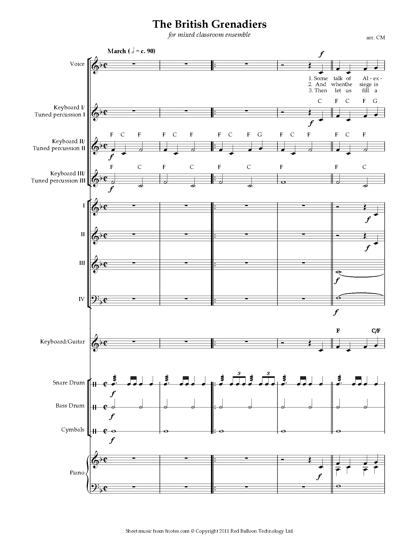 The British Grenadiers Sheet music for Classroom