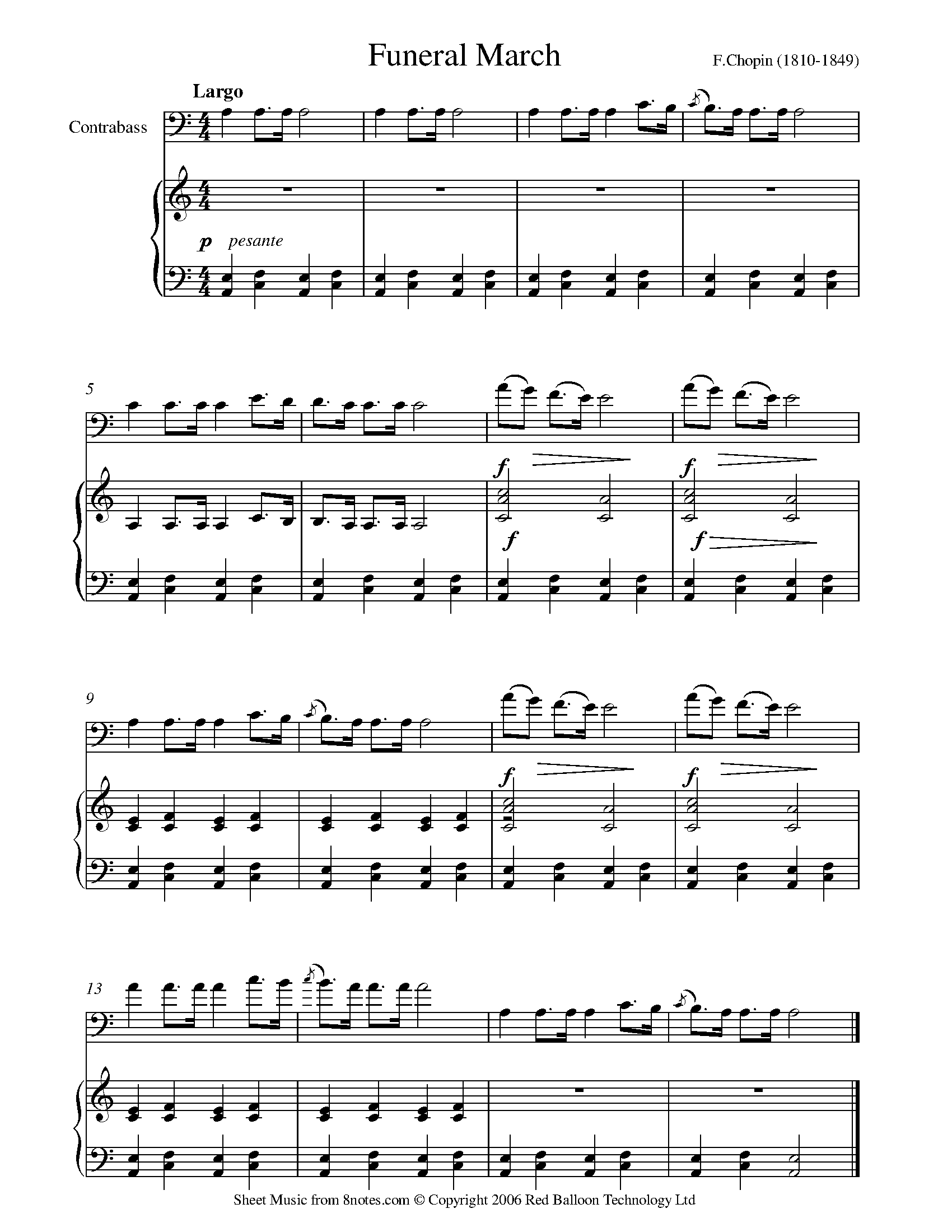 Chopin Funeral March Sheet music for Double Bass