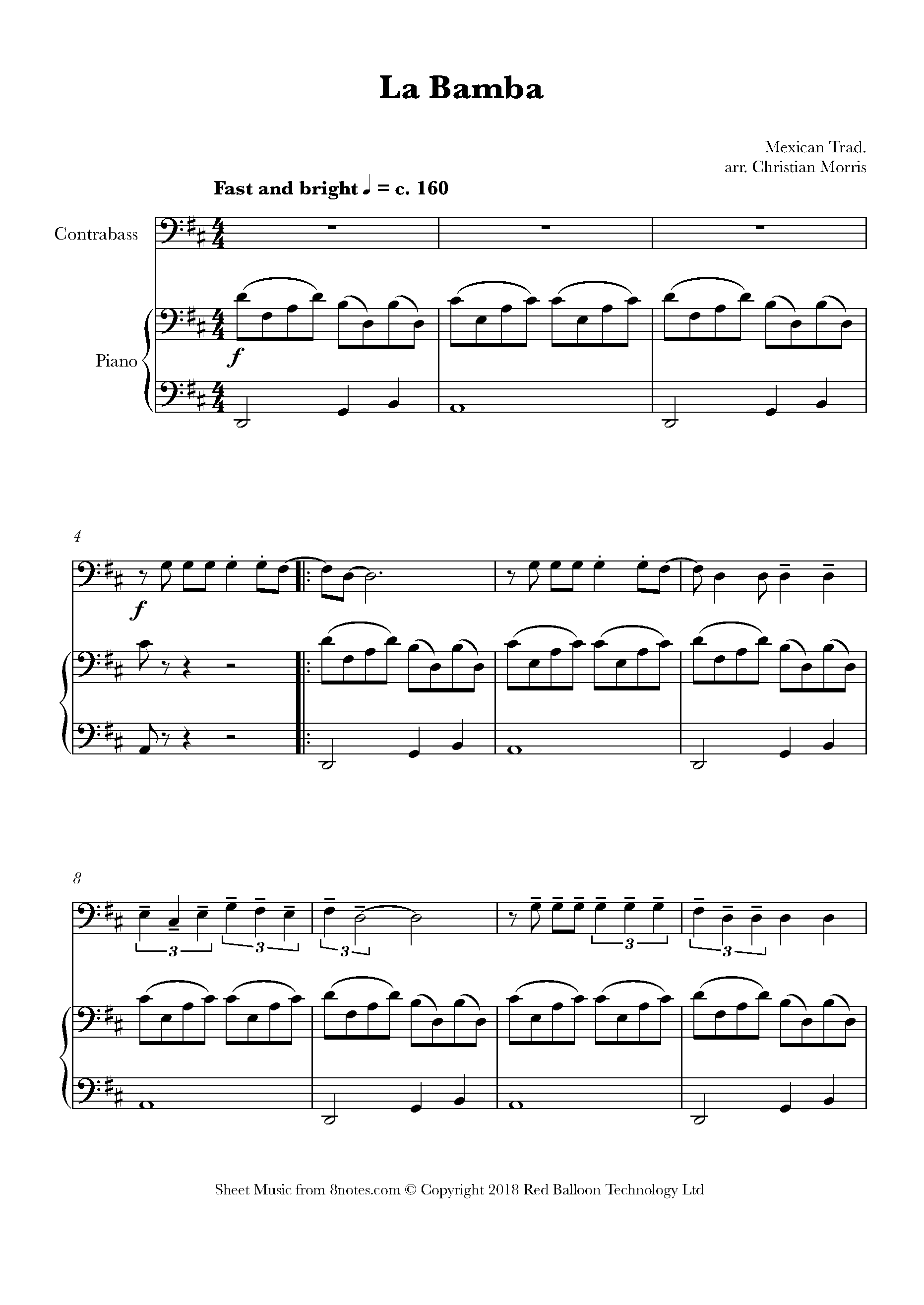 La Bamba Sheet music for Double Bass