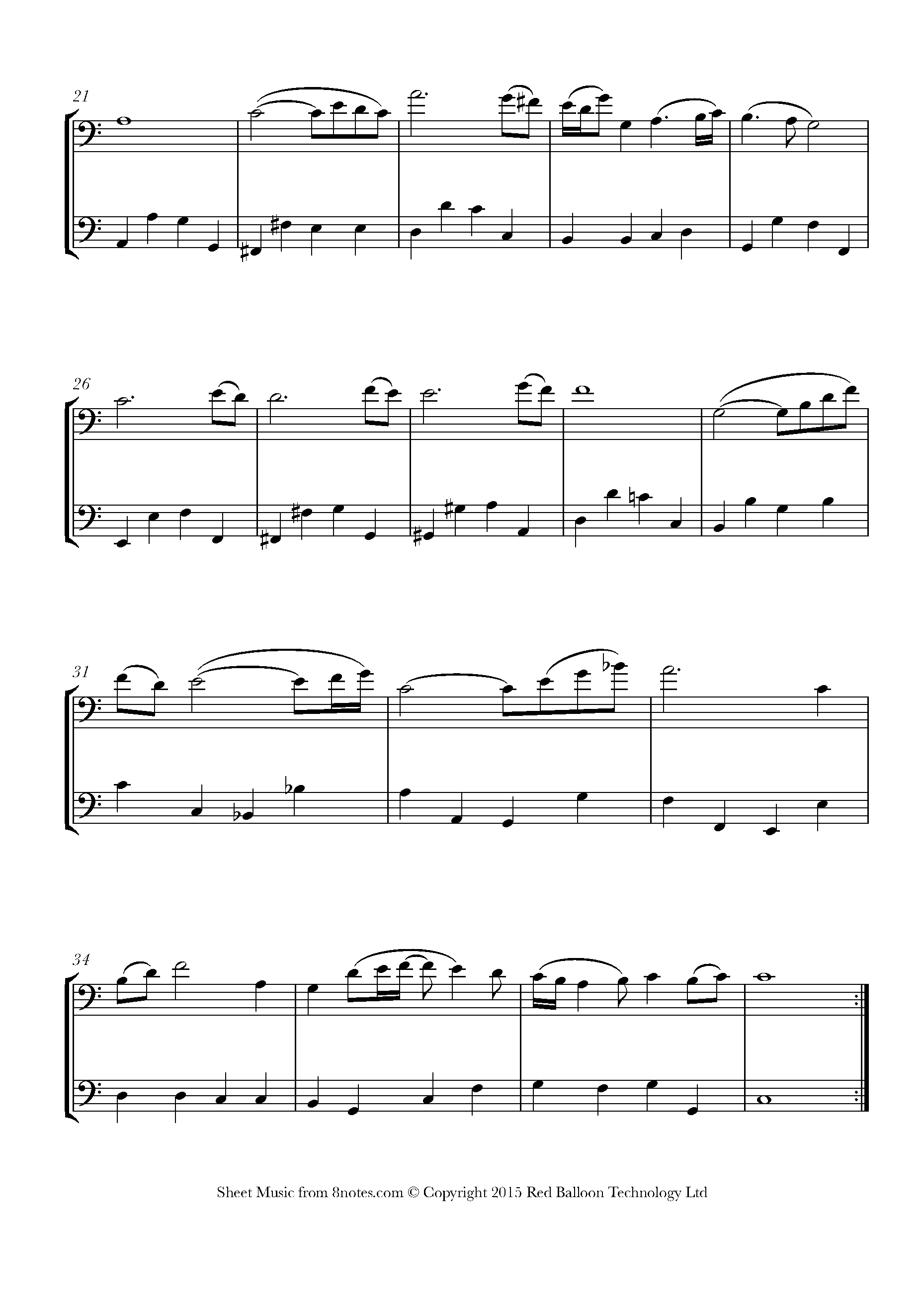 Bach Air on a G String Sheet music for Double Bass Duet