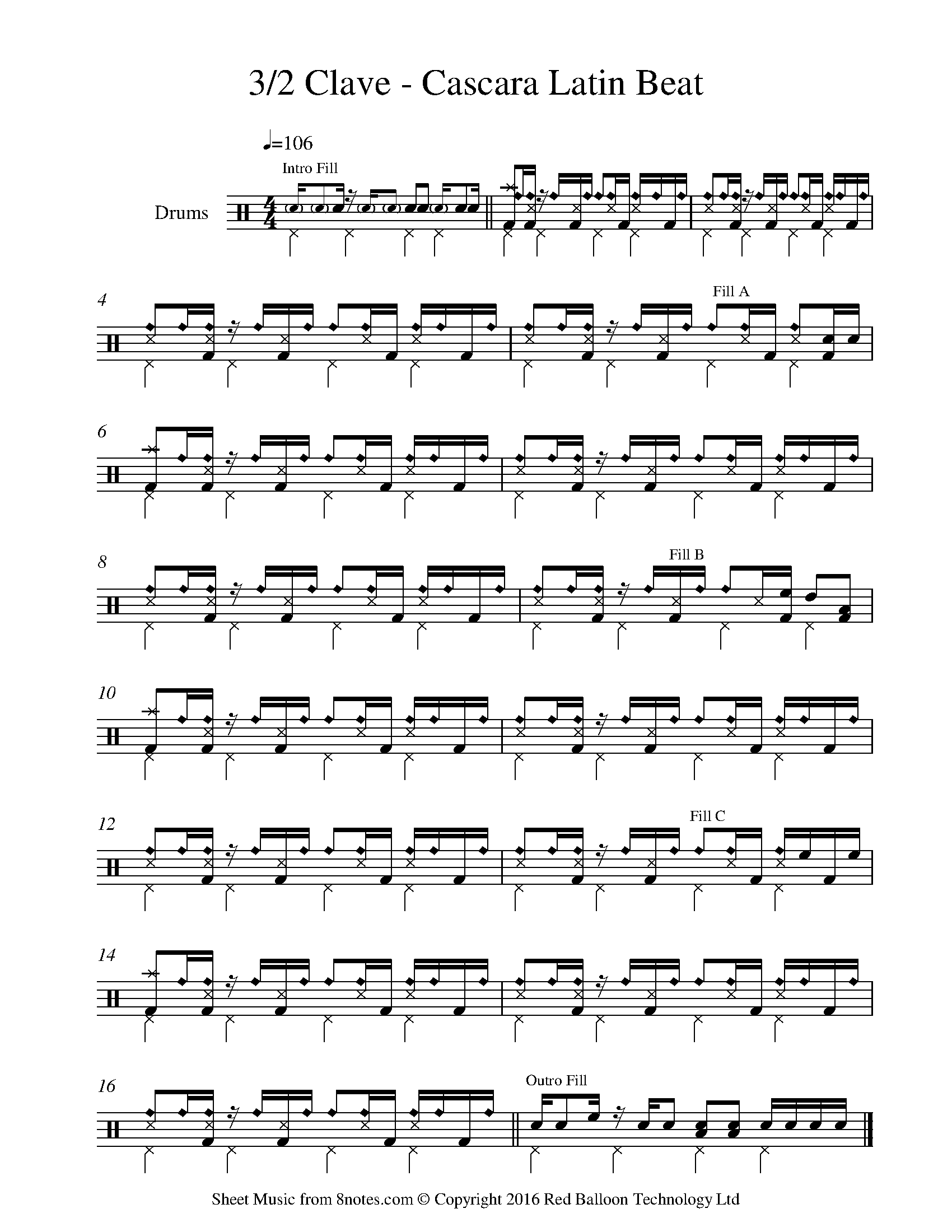 Dominó Musical dos Ritmos - Clave de C