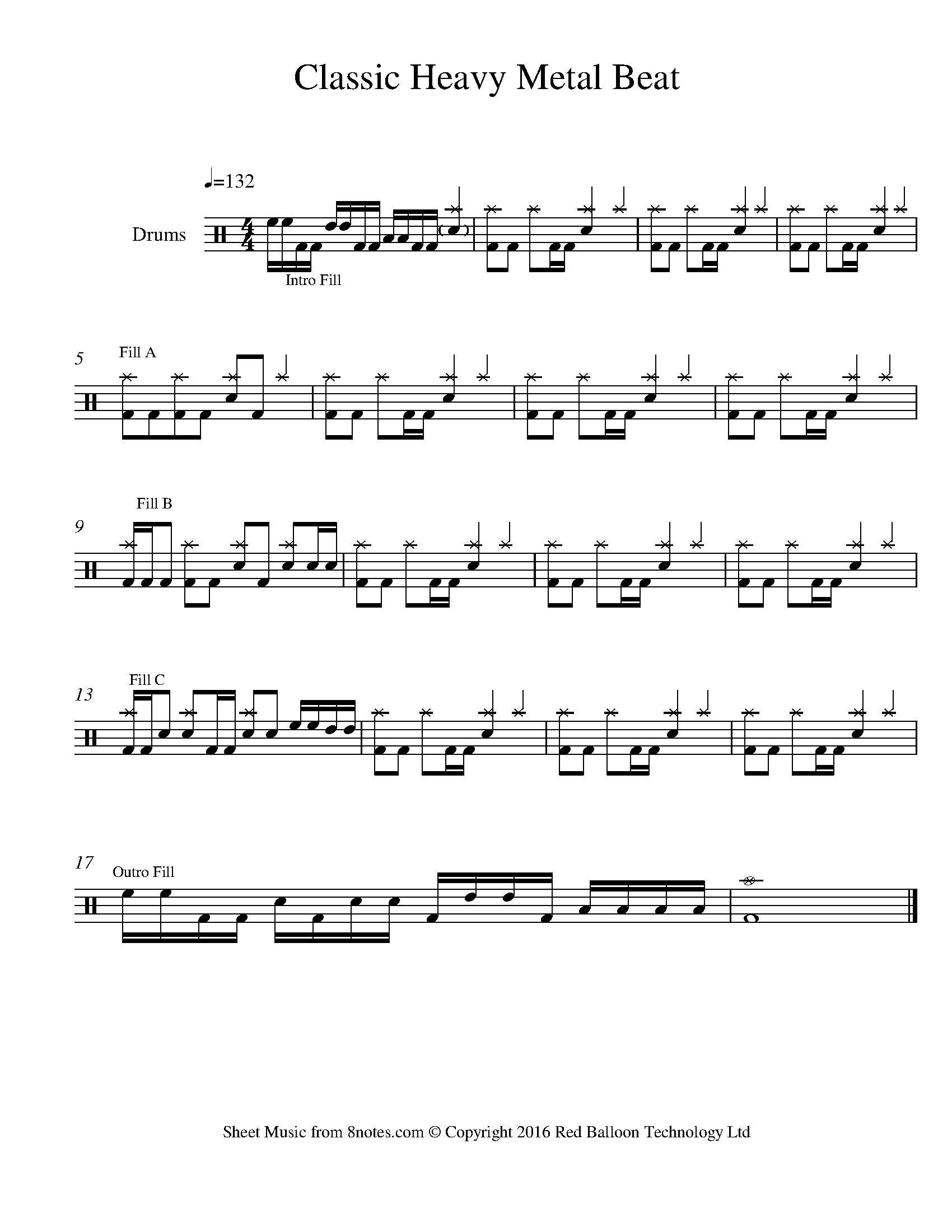 Metal Beat Beat sheet music for Drums - 8notes.com